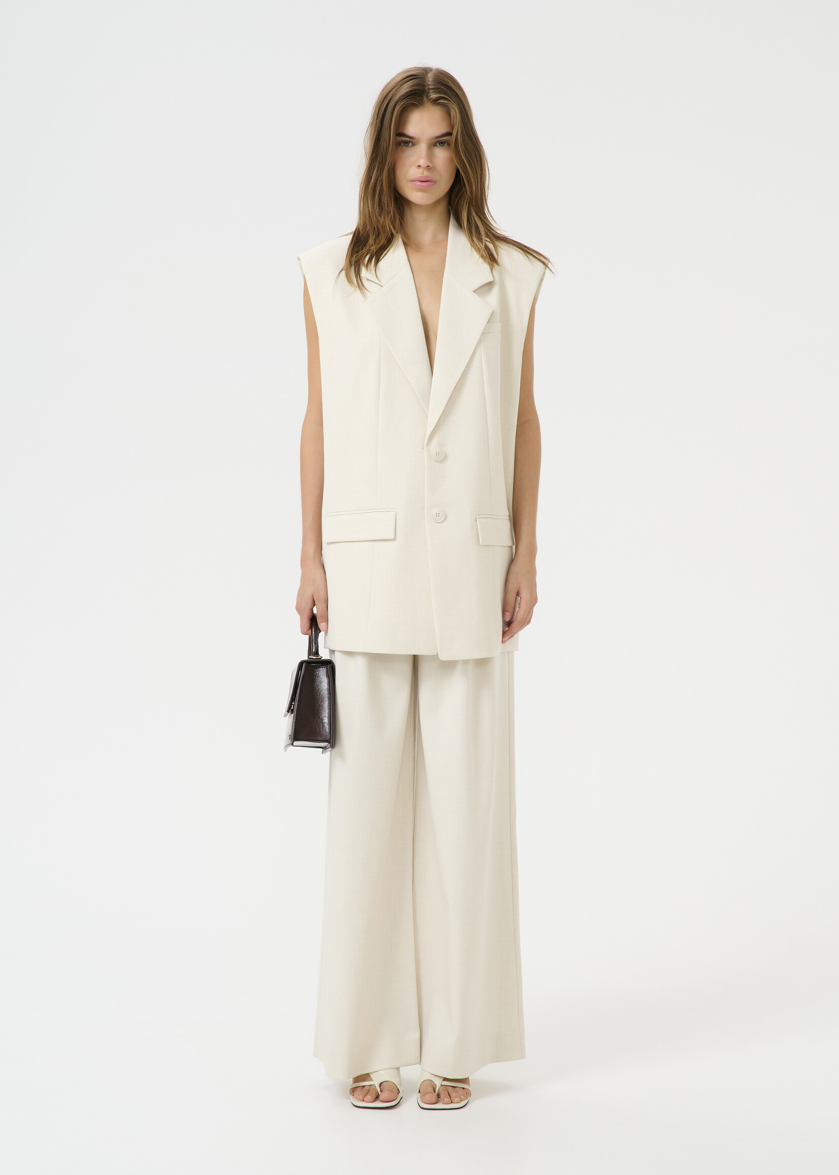 Gestuz GZseaver HW pants - Egret Melange