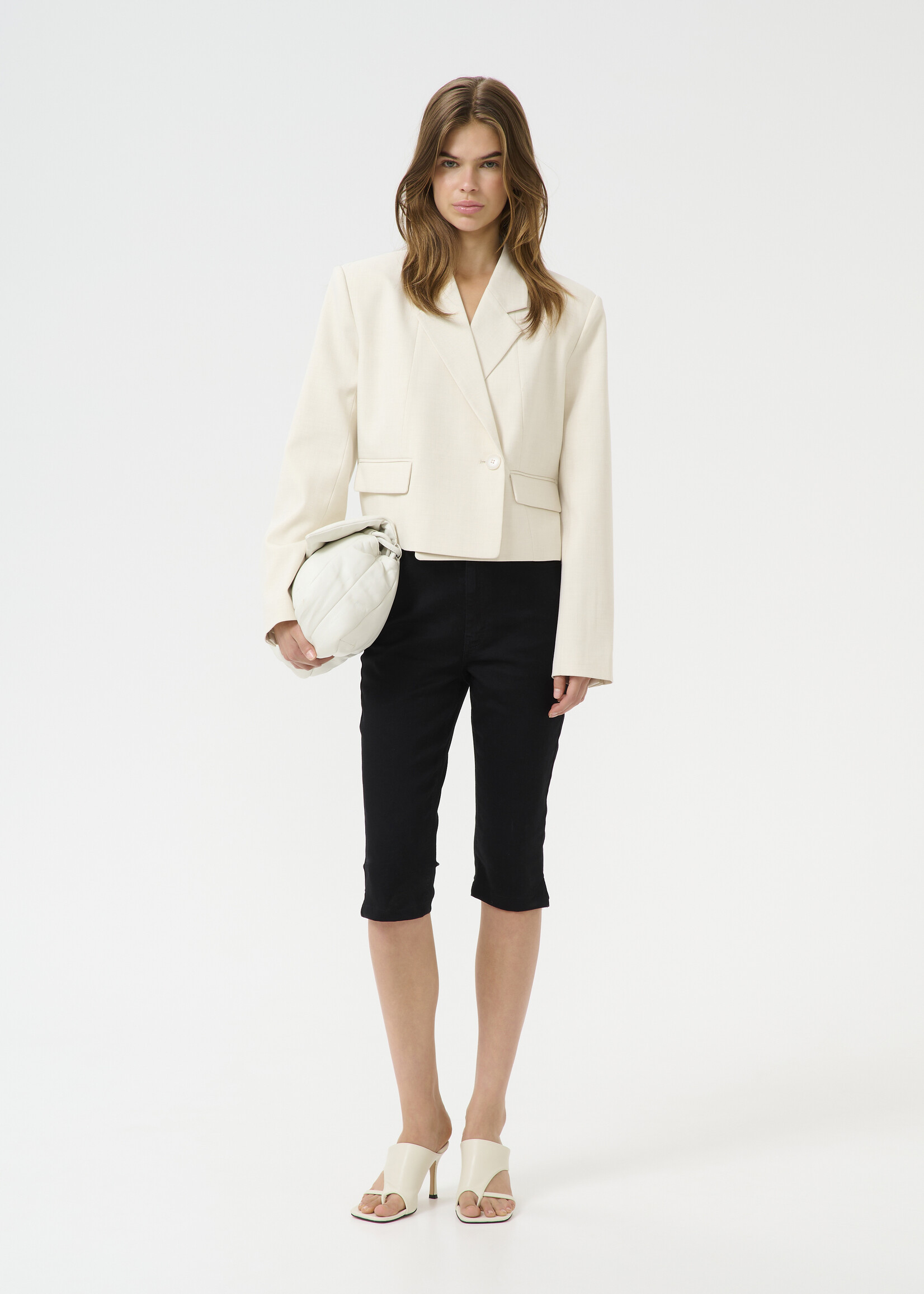 Gestuz GZseaver LS short blazer - Egret Melange