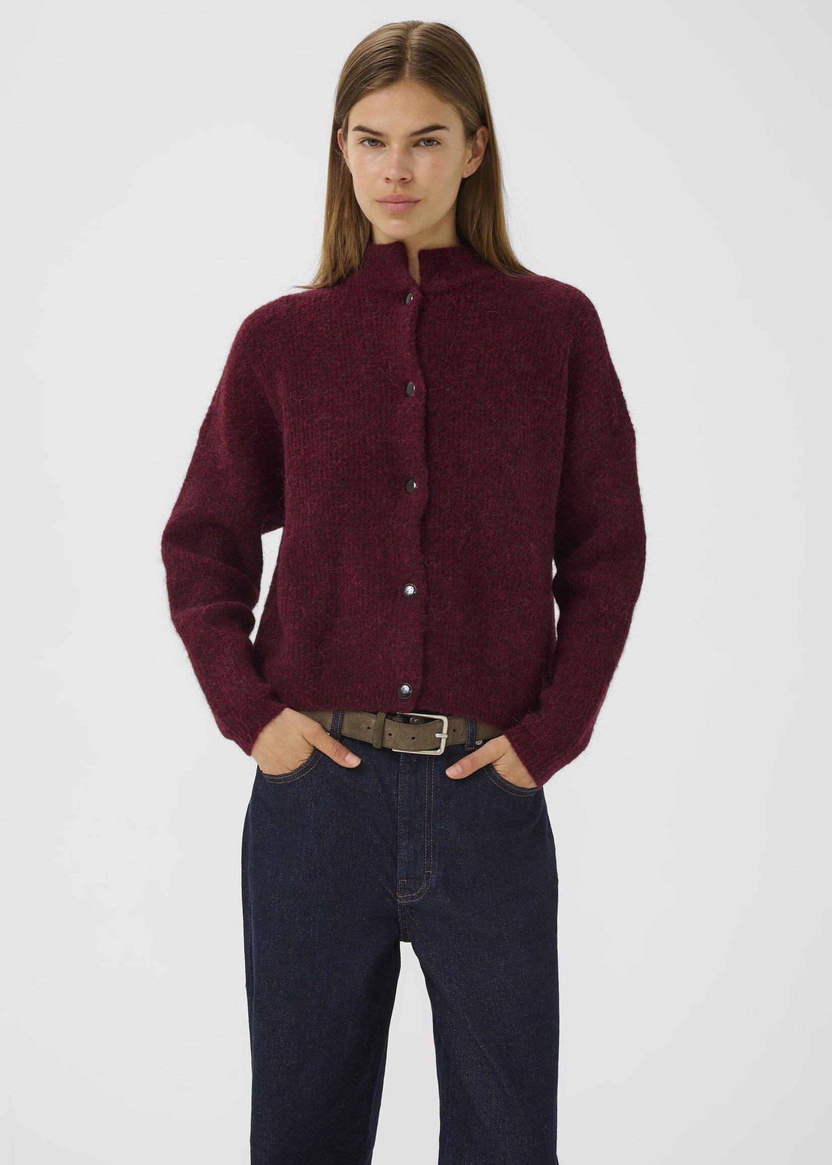 Gestuz AlphaGZ short cardigan - Blood Red mélan