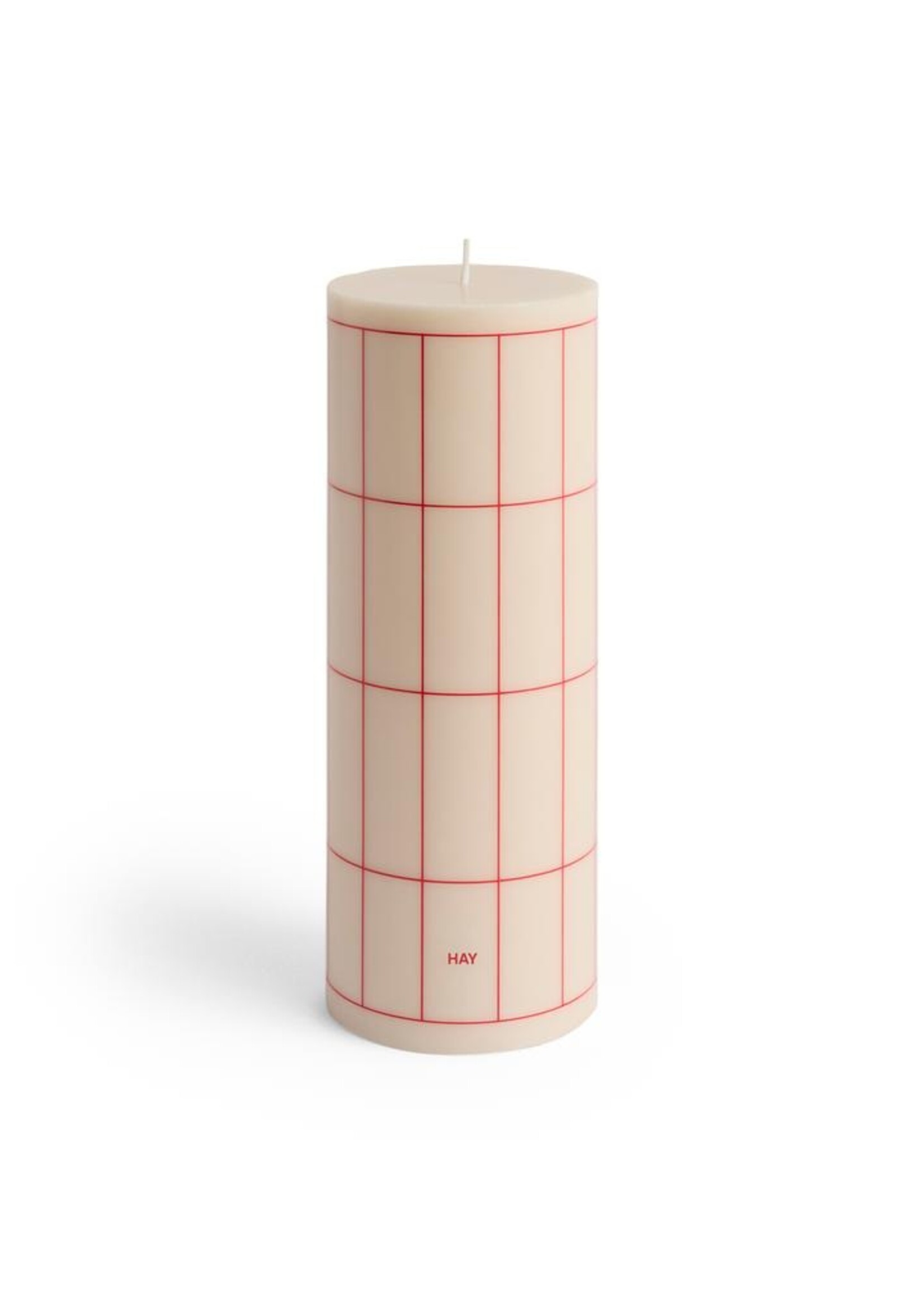 Hay Column Candle - Large - Off-white with red grid check