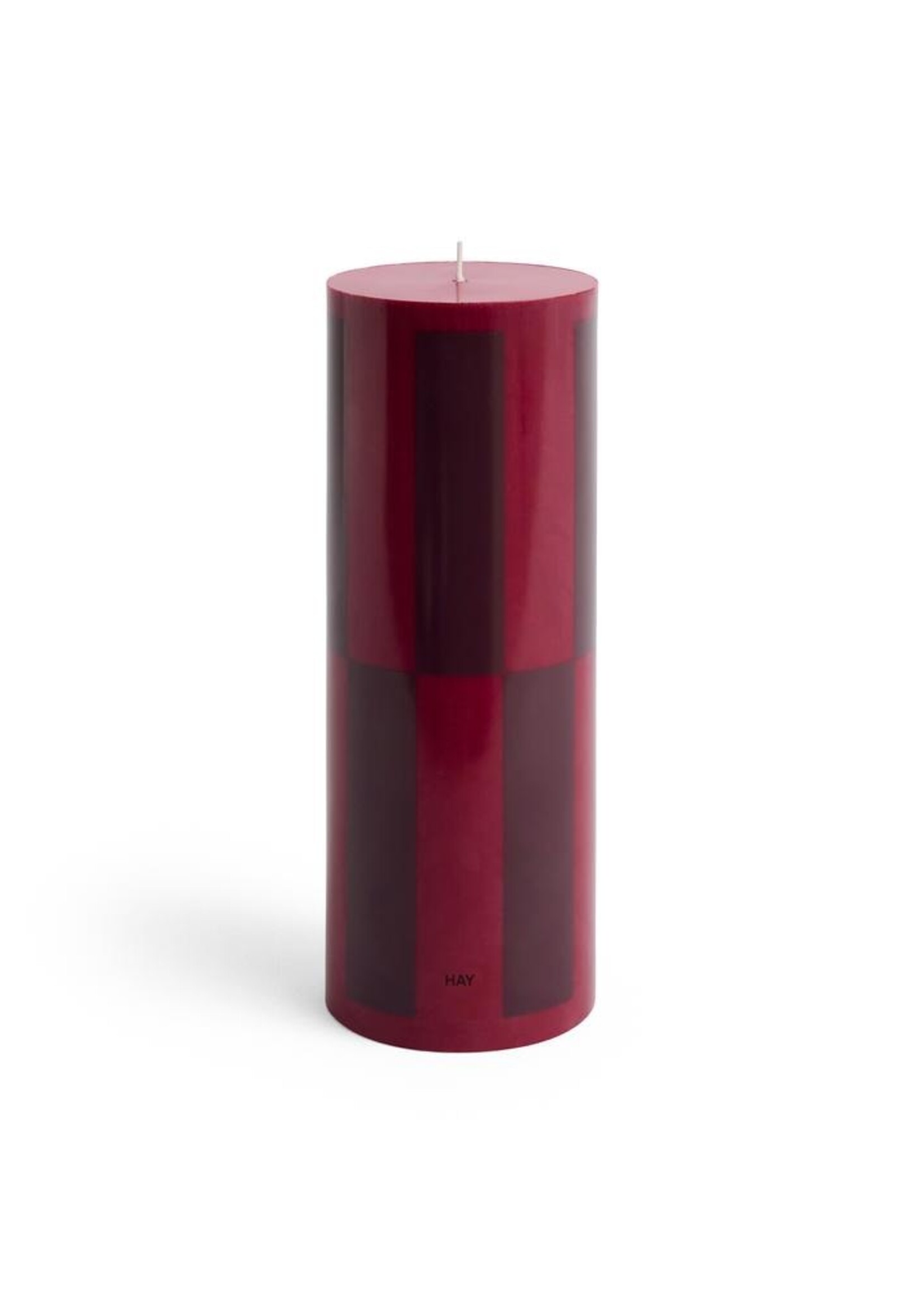 Hay Column Candle - Large - Wine with bordeaux large check