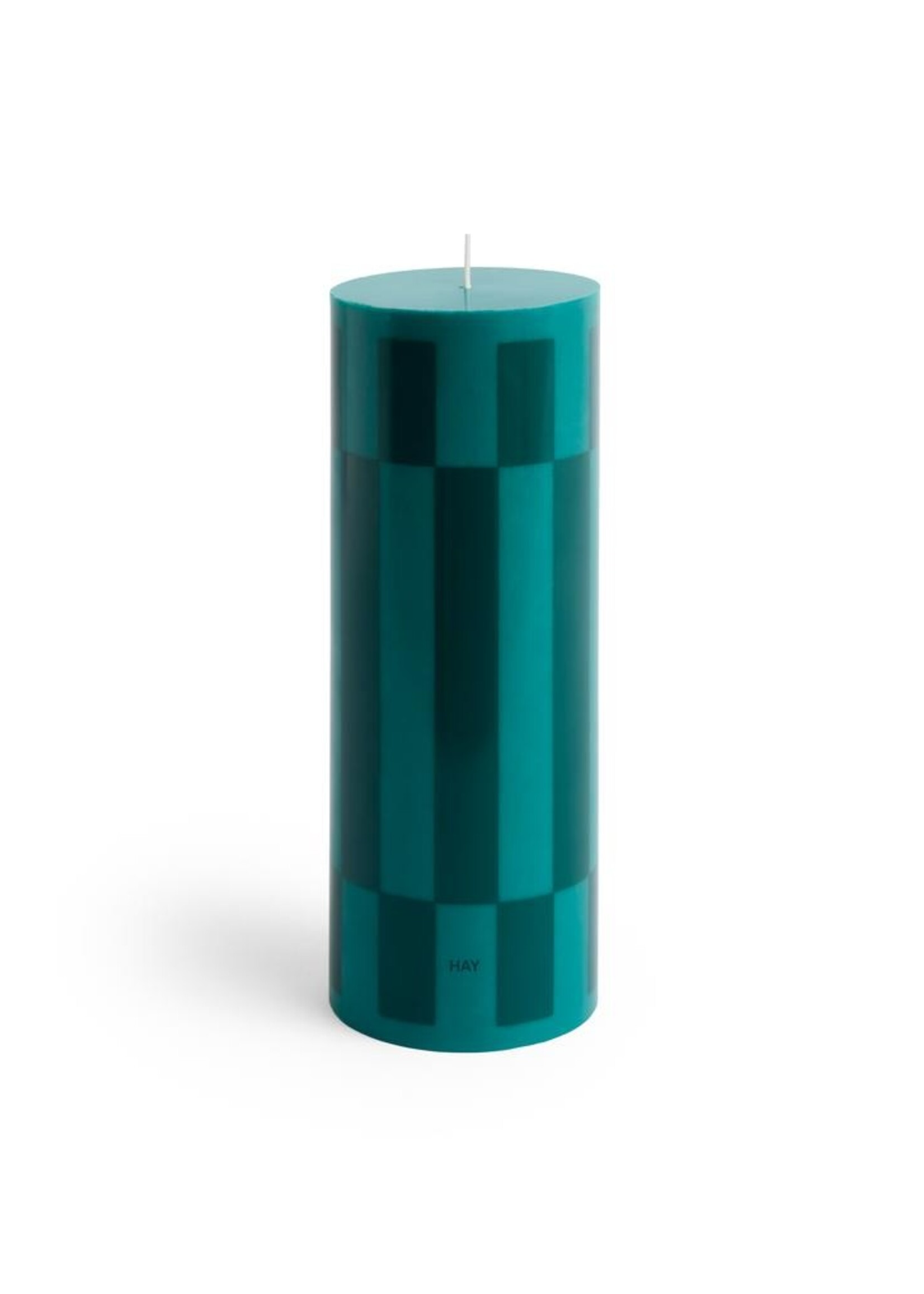 Hay Column Candle - Large - Green with dark green check
