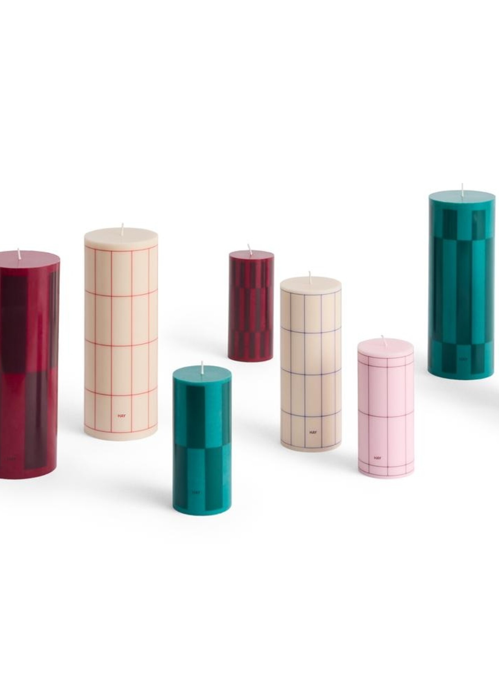 Hay Column Candle - Large - Green with dark green check