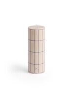 Hay Column Candle - Medium - Off-white with blue grid check