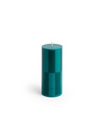 Hay Column Candle - Small - Green with dark green  large check