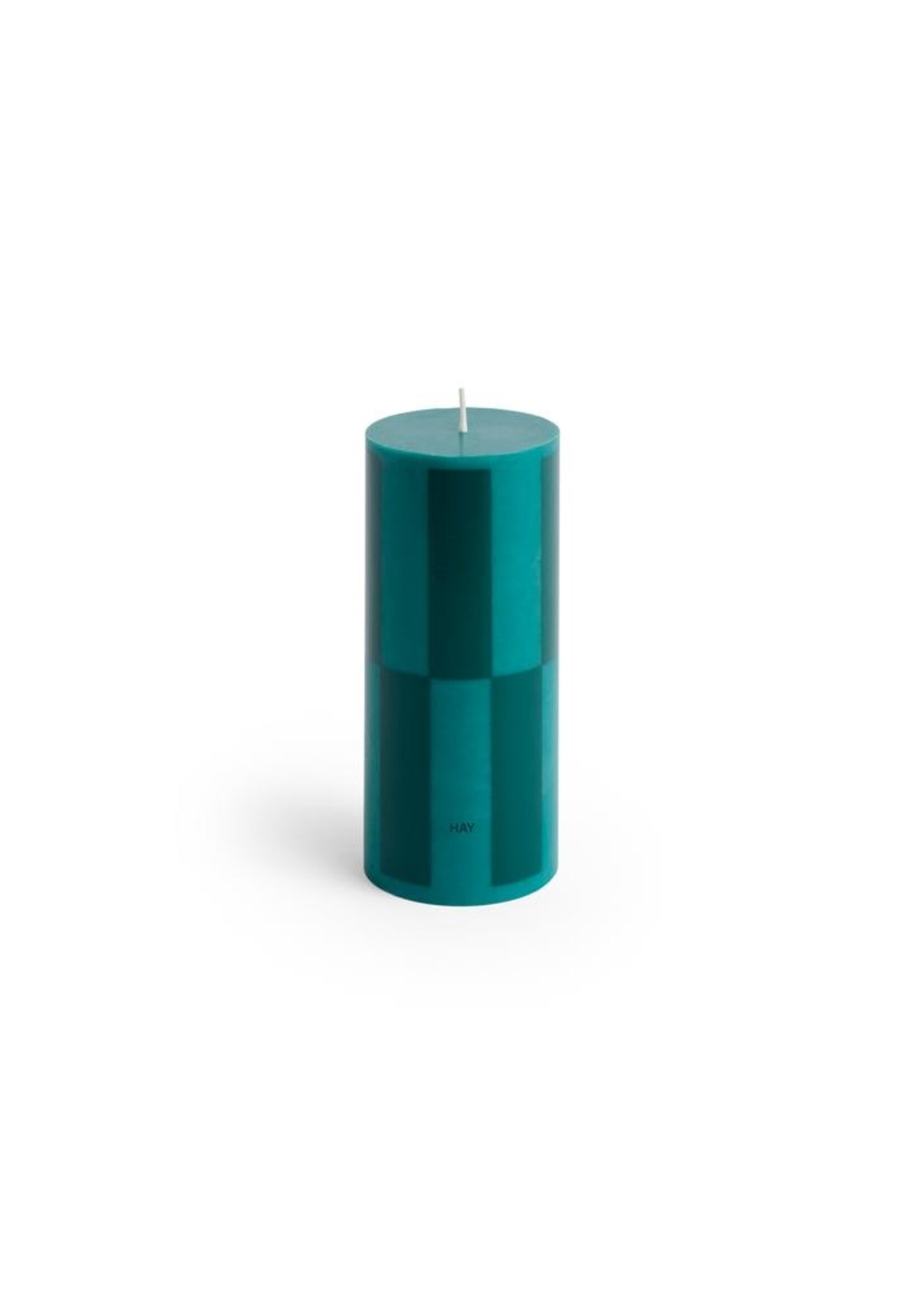 Hay Column Candle - Small - Green with dark green  large check