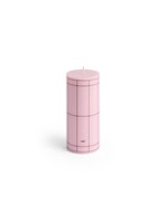Hay Column Candle - Small - Light pink with bordeaux grid