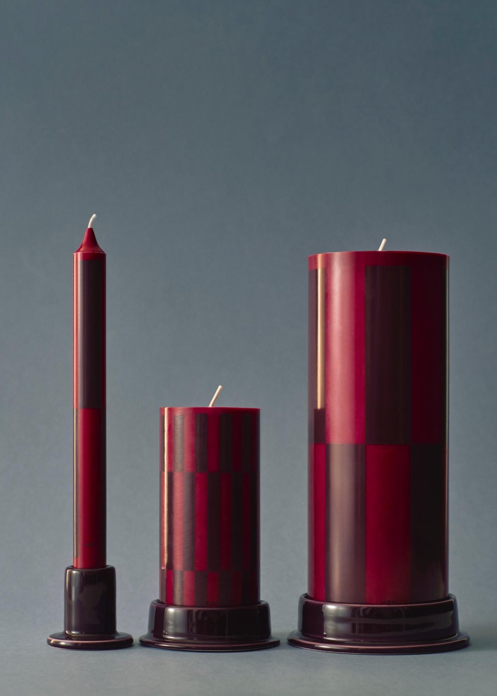 Hay Column Candleholder - Large - Bordeaux