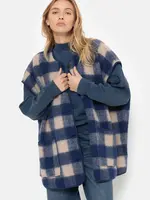 âme Ines - Blue Checked - Sleeveless Wooly Jacket