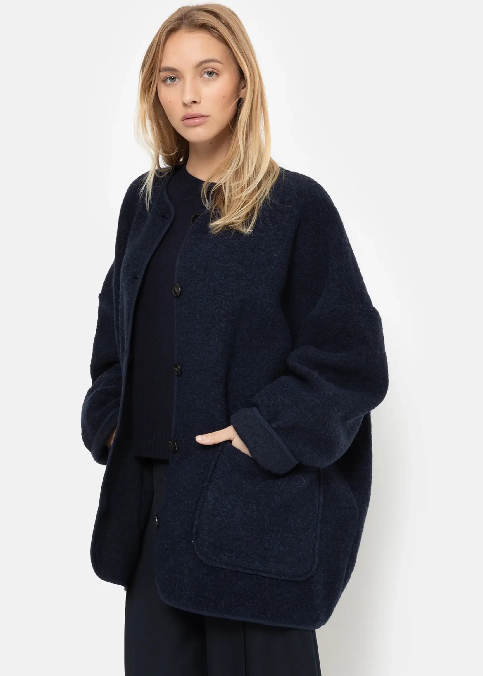 âme Hannah - Navy Wool Oversized Jacket - TU