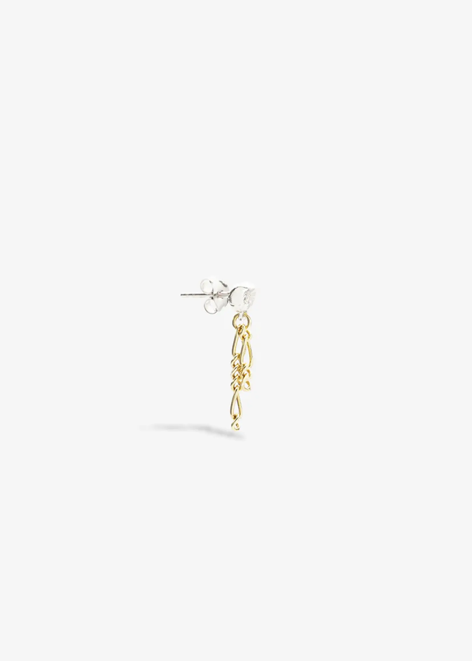 by1oak Earring - Island Stud - Figaro chain mix - Silver