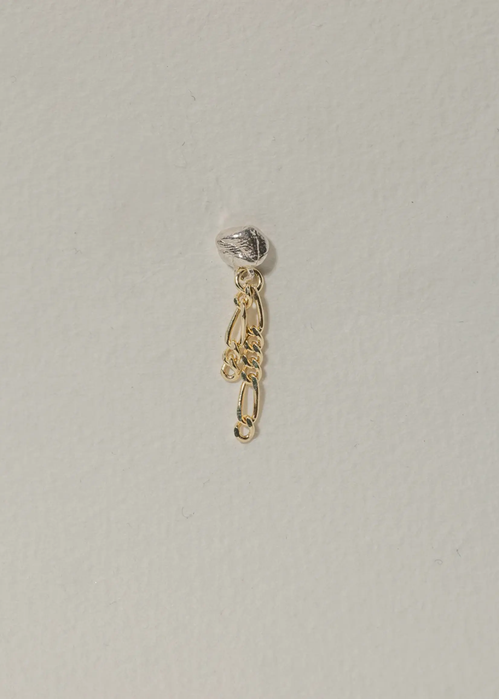 by1oak Earring - Island Stud - Figaro chain mix - Silver