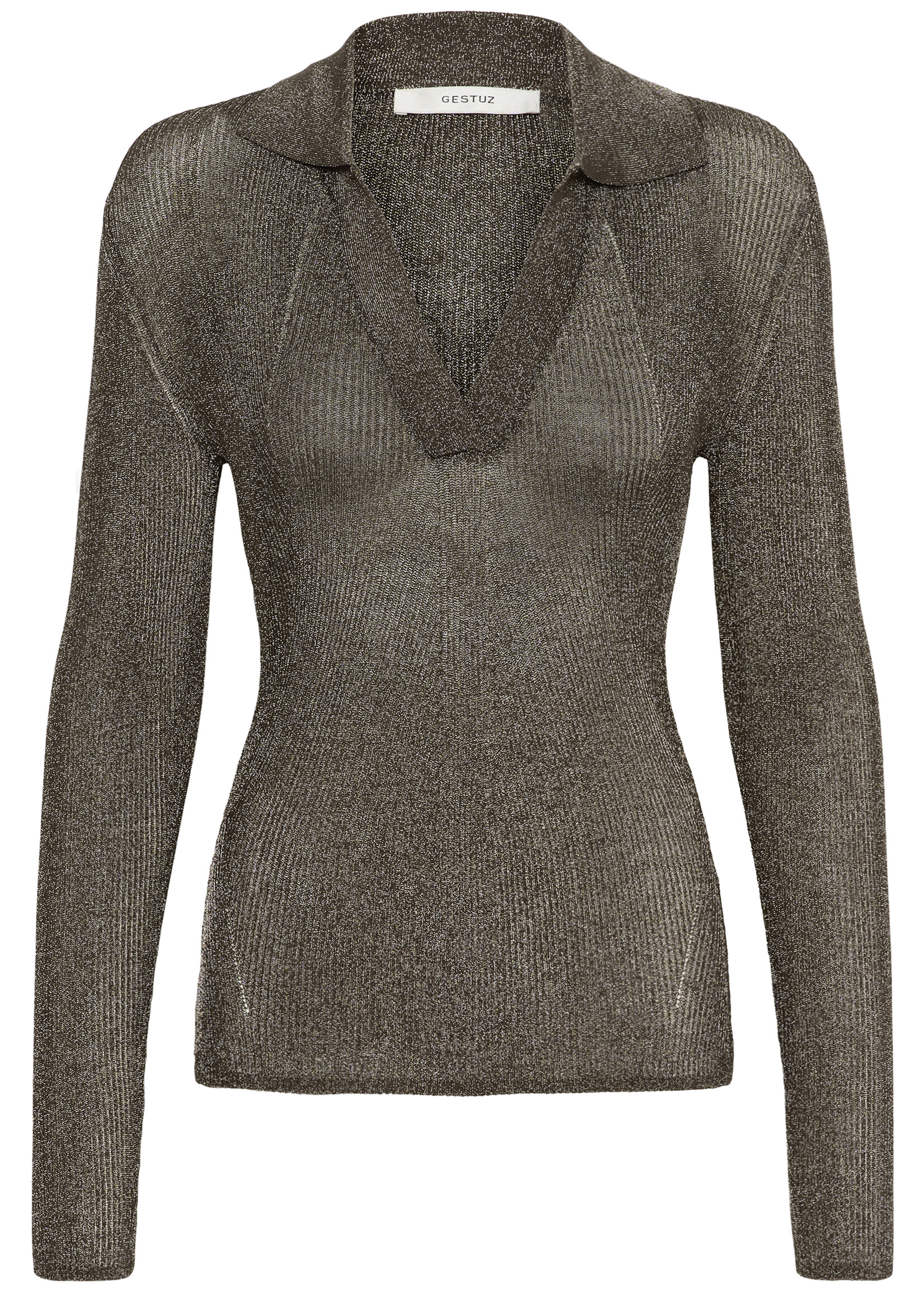 Gestuz GZsilvi polo top - warm grey metallic