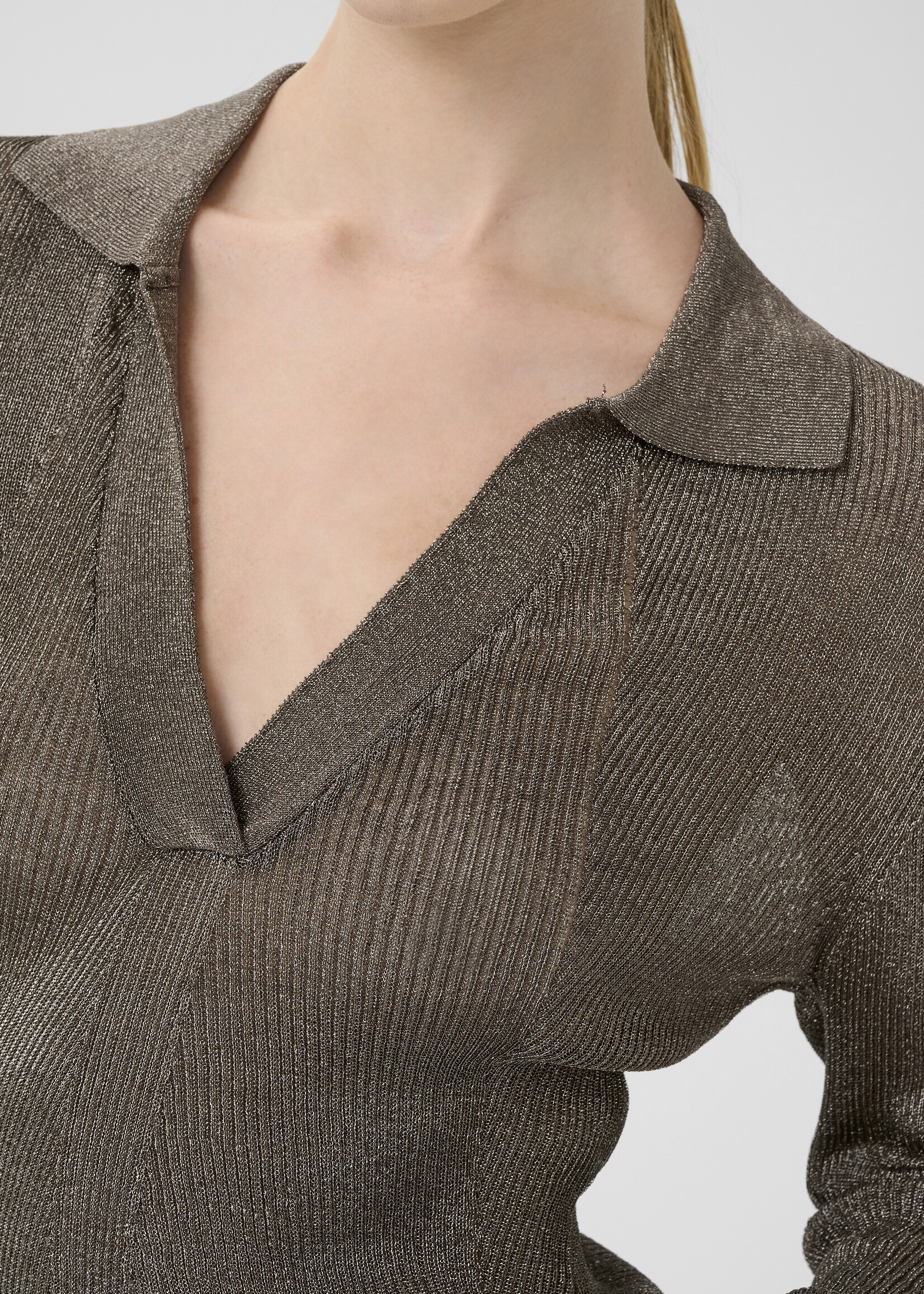 Gestuz GZsilvi polo top - warm grey metallic