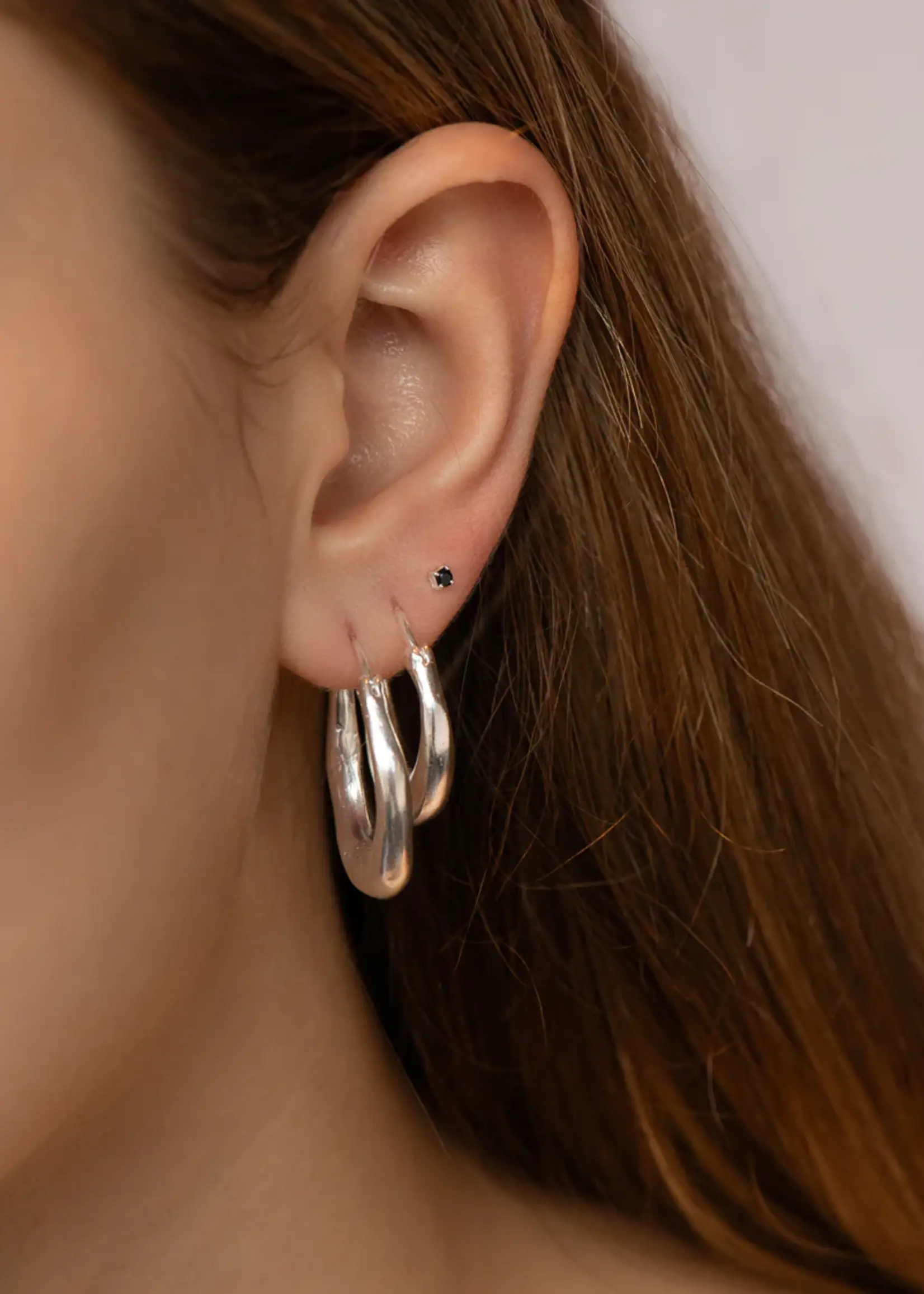 by1oak Earring - Everyday onyx - silver