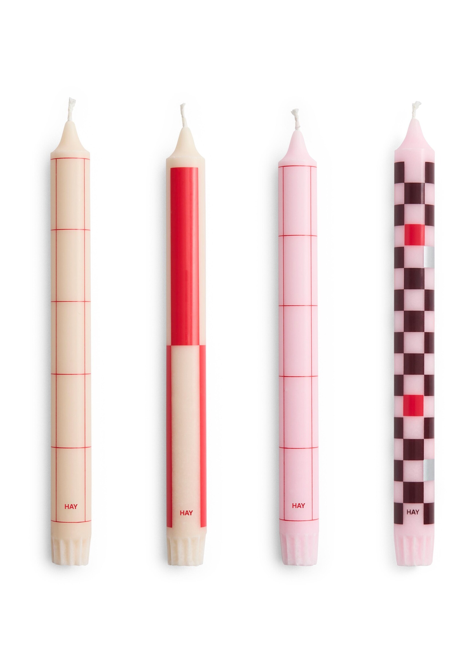 Hay Pattern Candle - Reds and bordeaux - set of 4