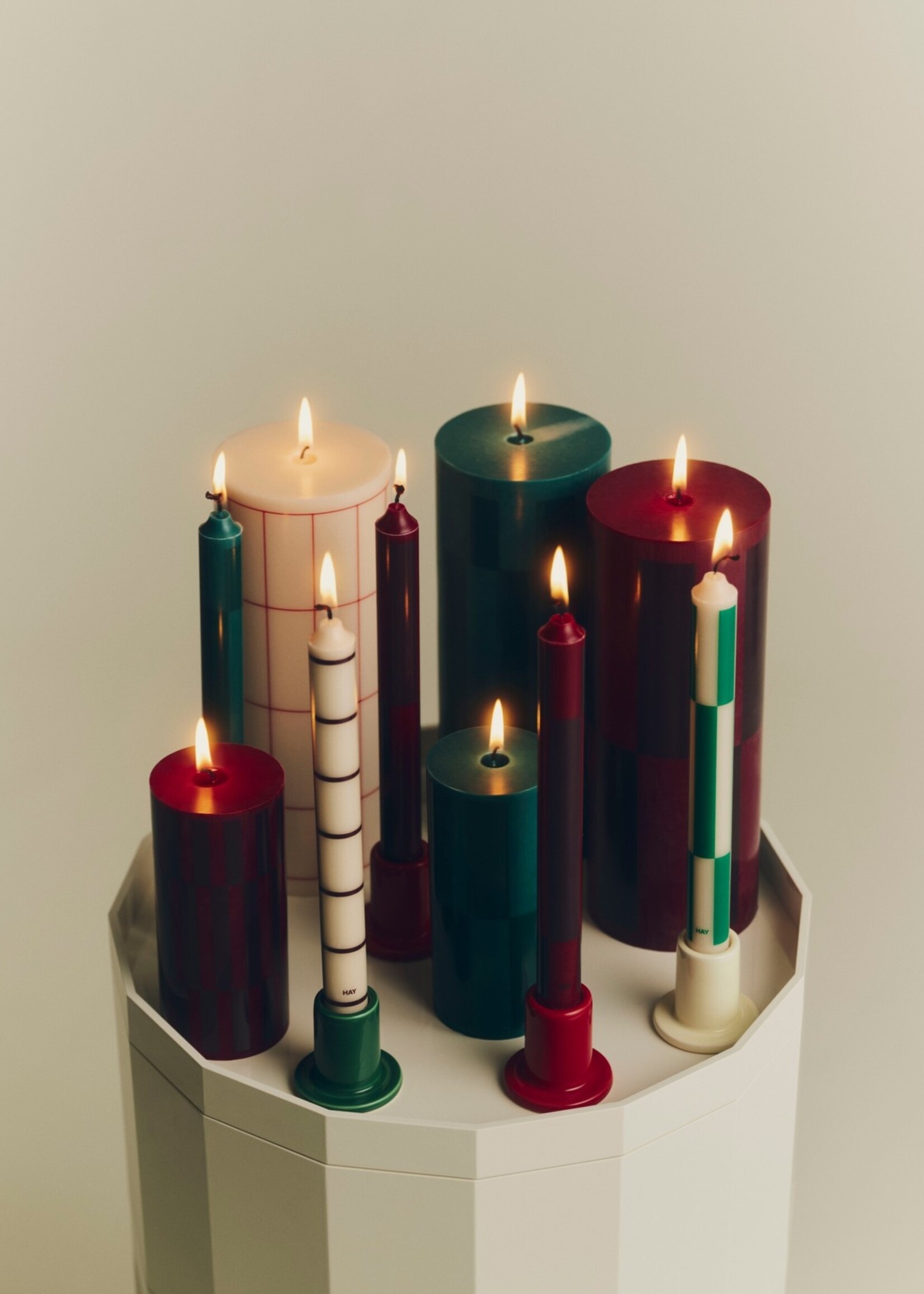 Hay Tube Candleholder - Small - Dark green