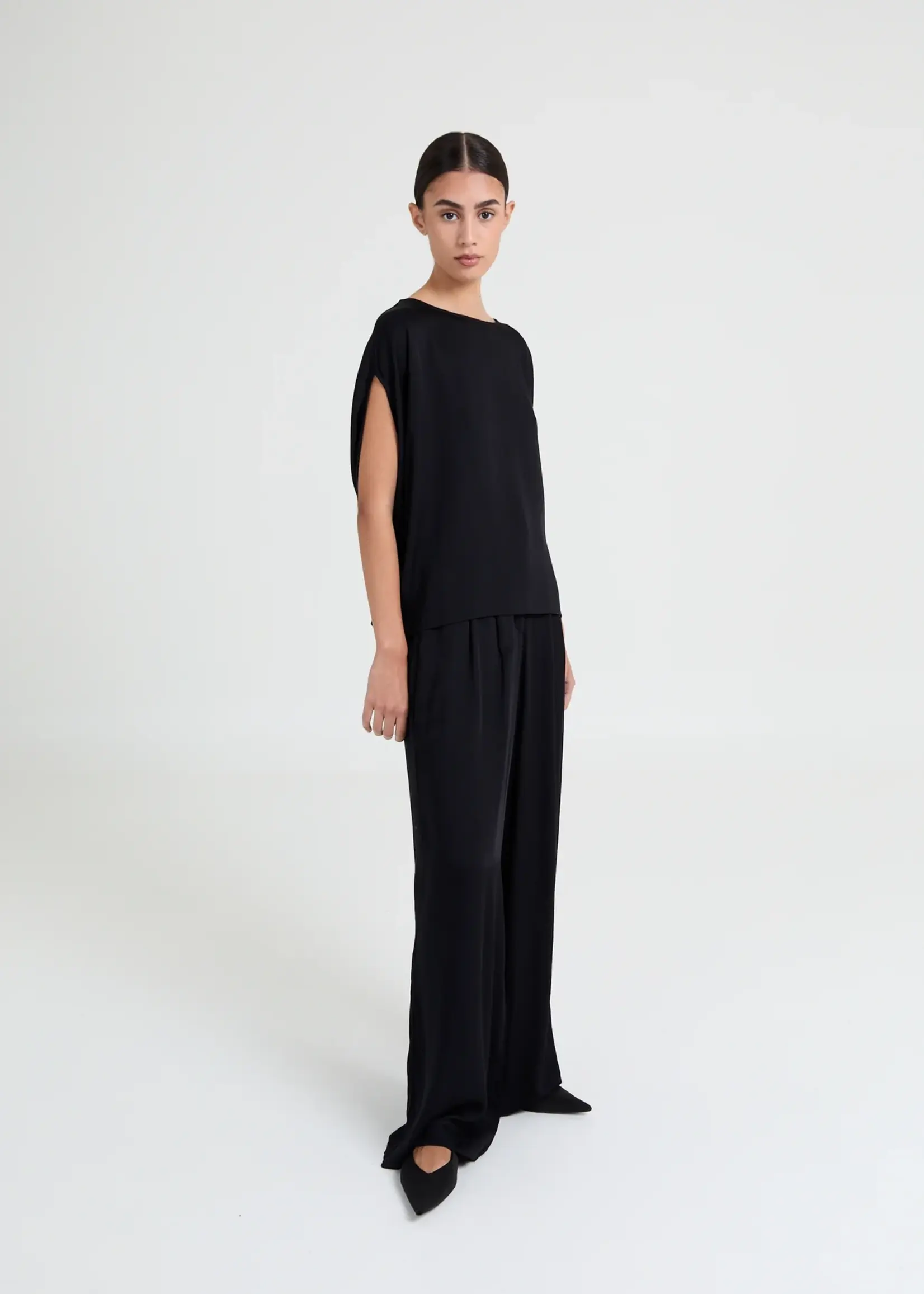 Mickey - wide leg pants - black