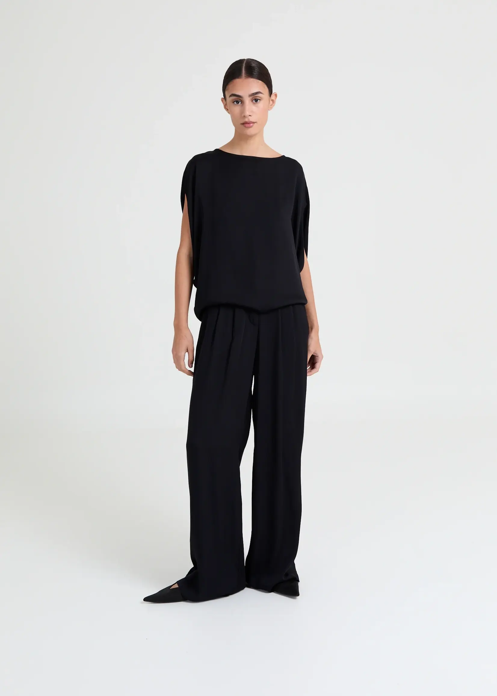 Mickey - wide leg pants - black