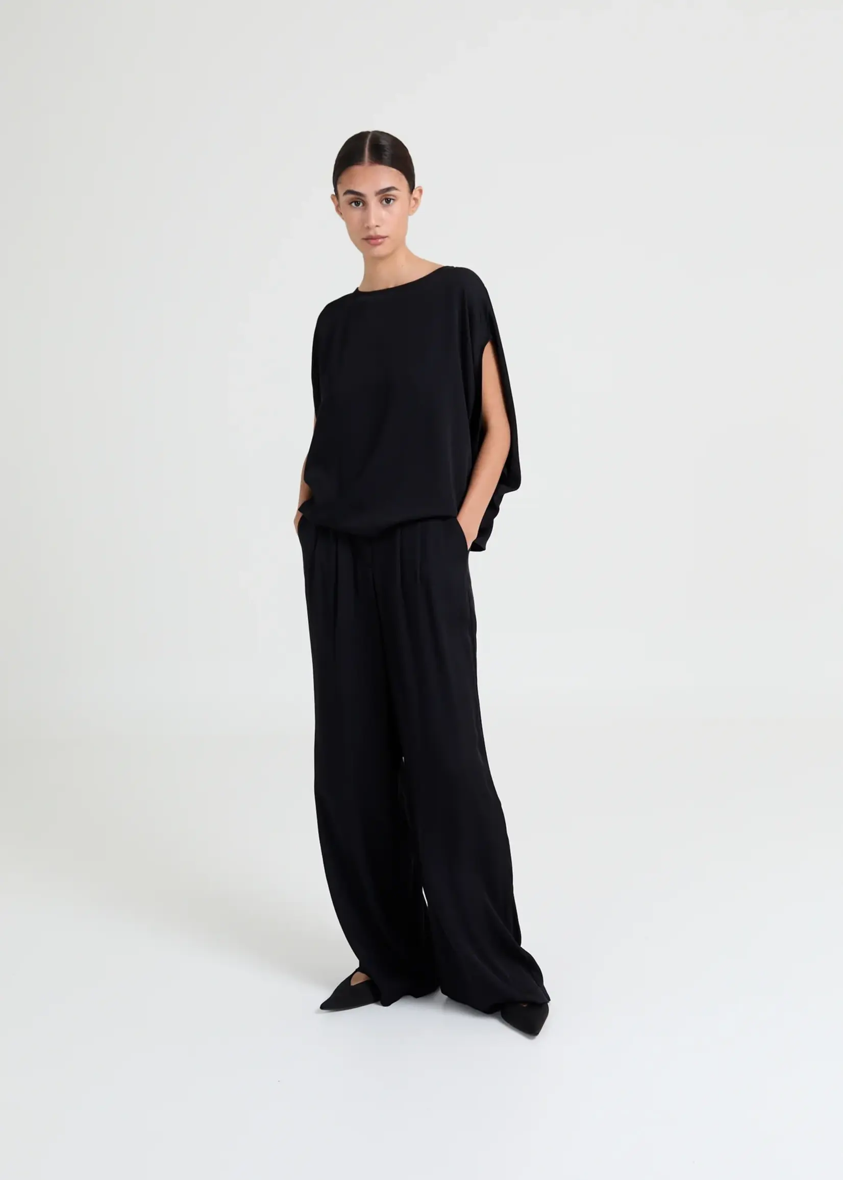 Mickey - wide leg pants - black