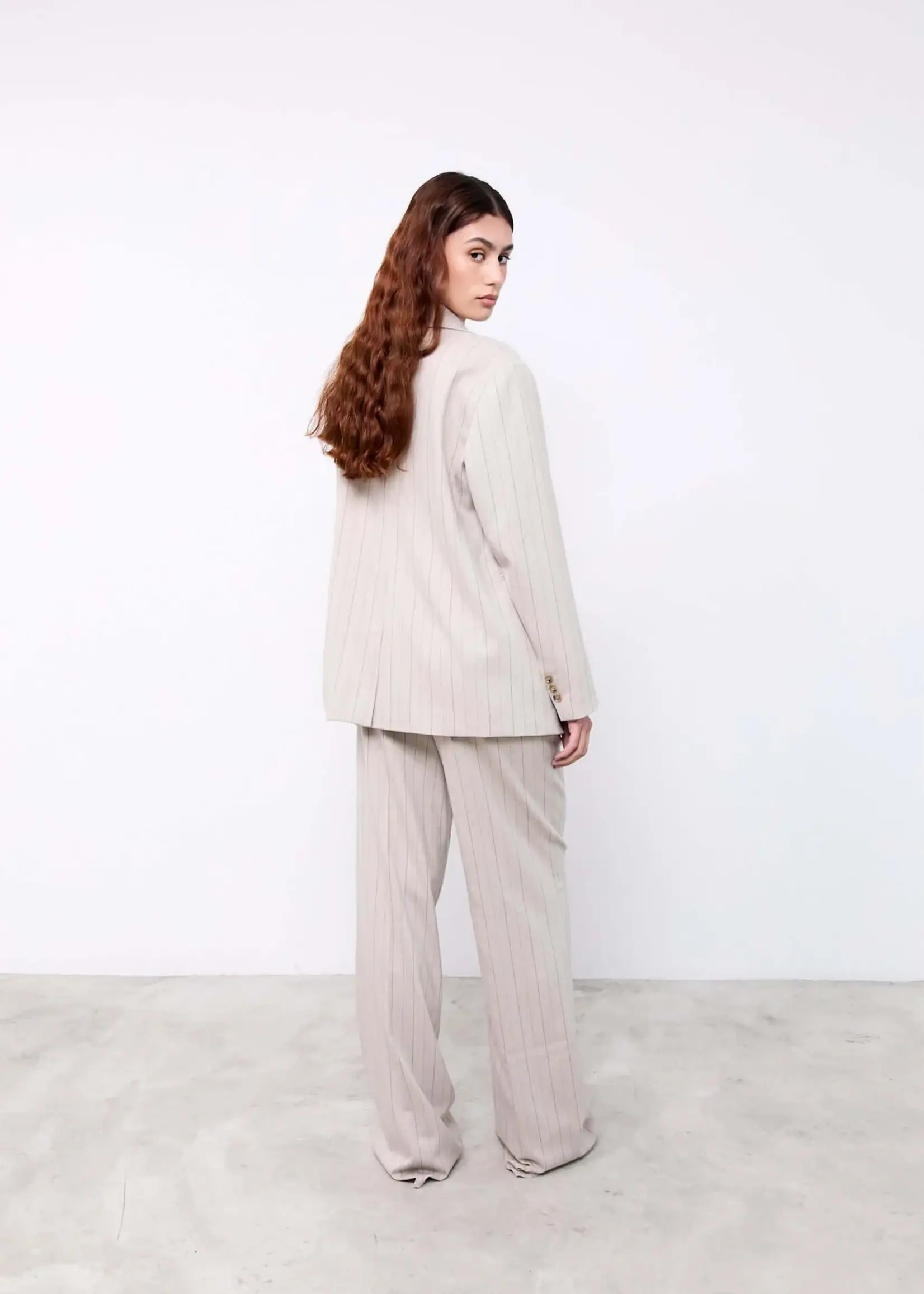 Indy - Beige Pinstripes Blazer