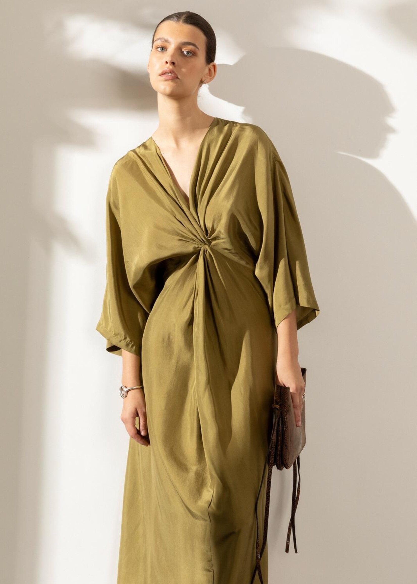 Mel Knot - silk habu dress - gold