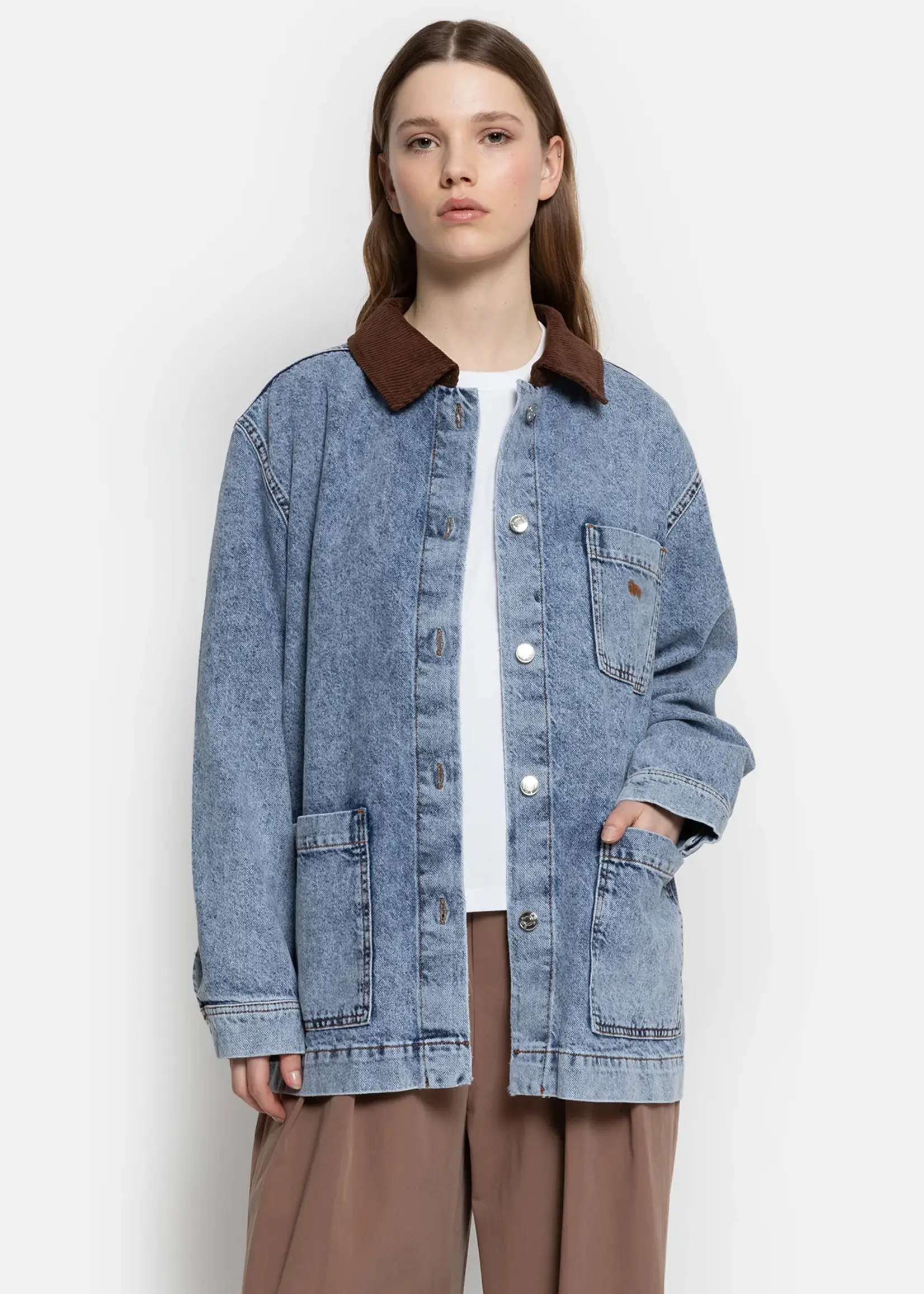 âme Noise - Blue Denim Jacket With Velvet Collar