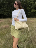 nona Zip Pocket Bag - Crushed Patent Cream