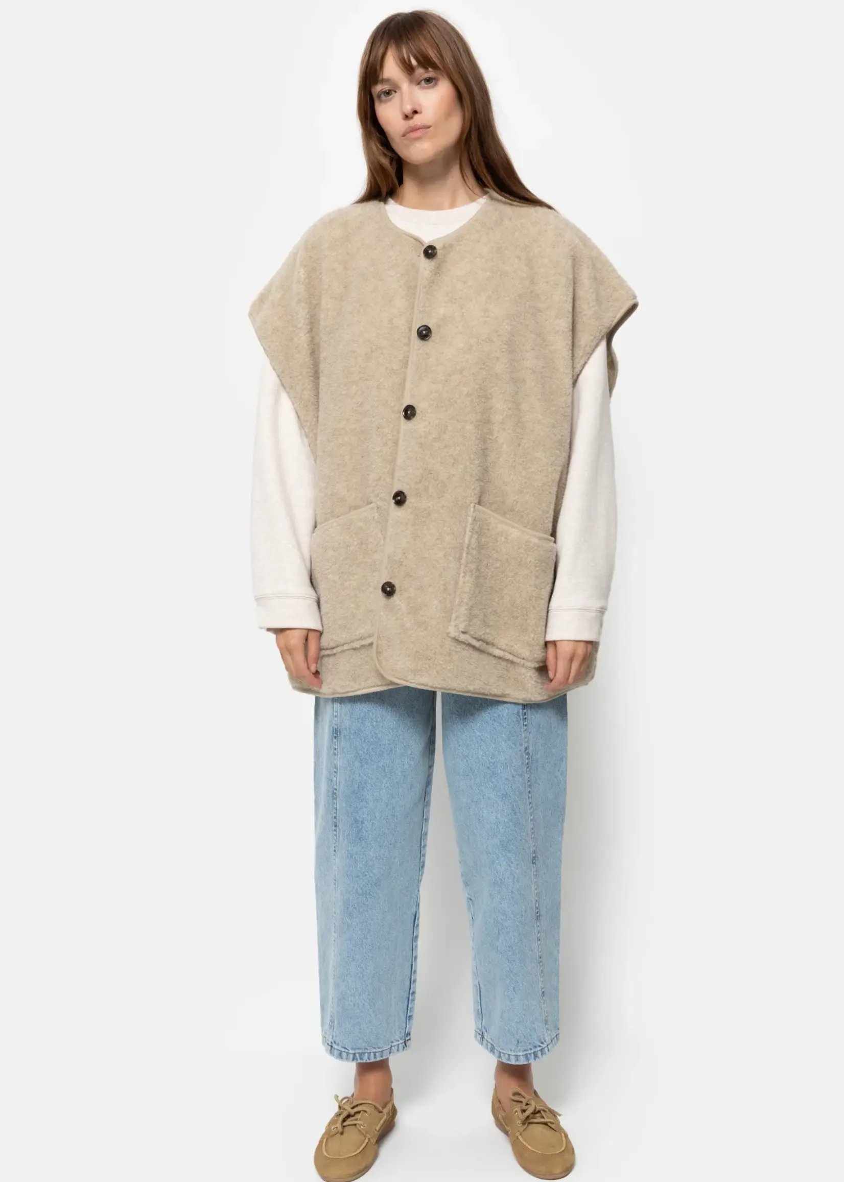 âme Ines Oversized Sleeveless Teddy - Beige