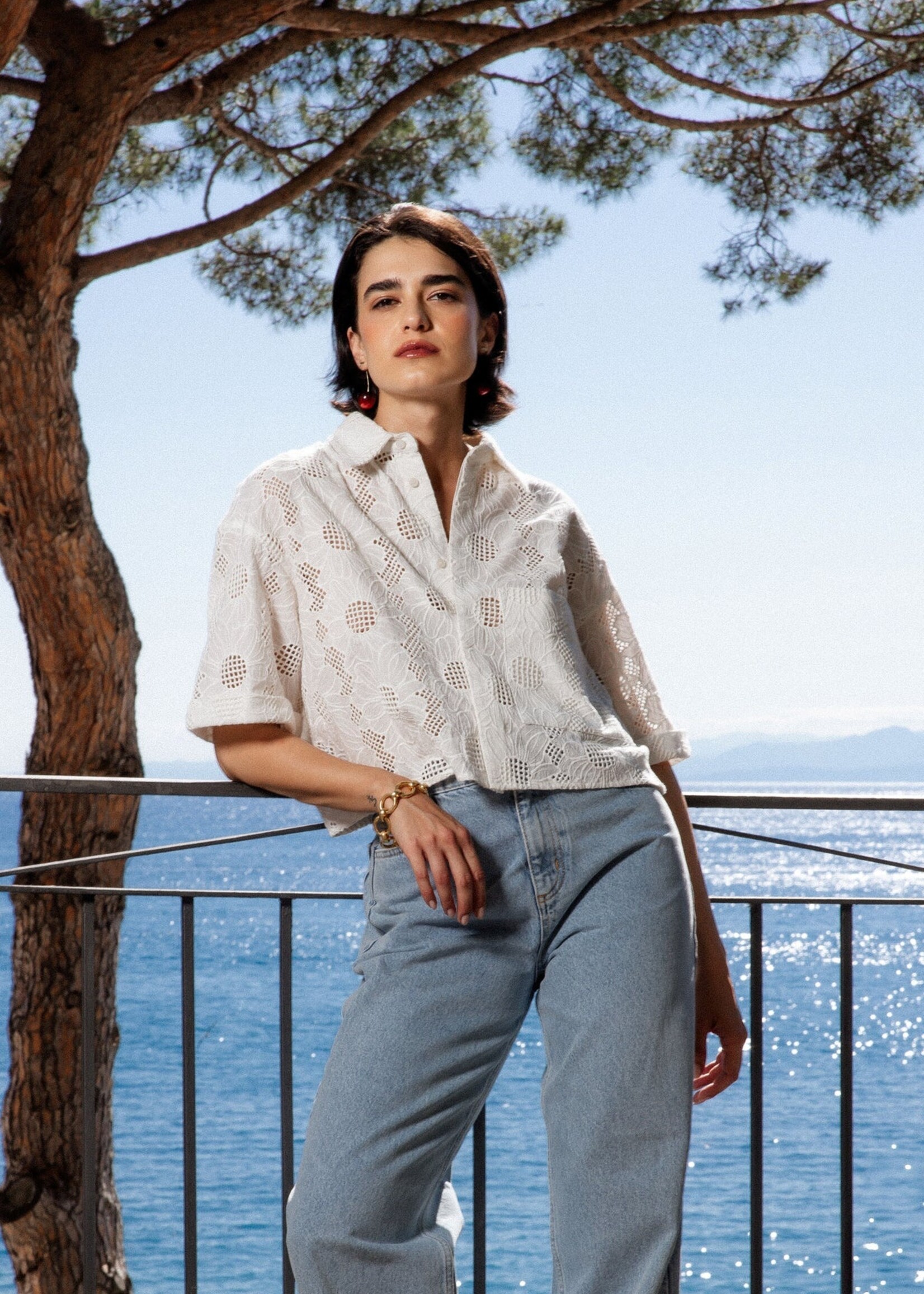 âme Nuts - Shiffly Cropped Shirt - White