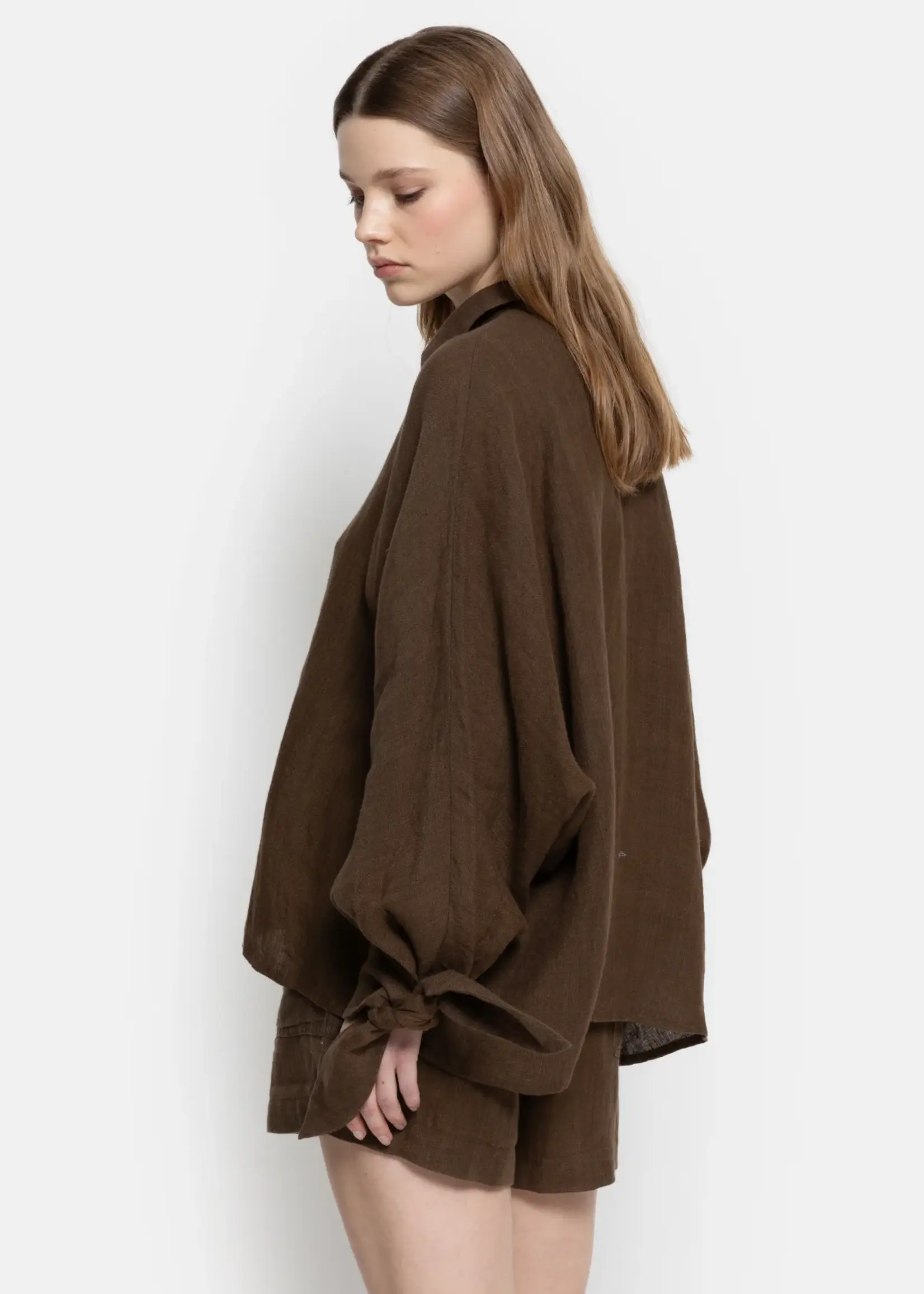 âme nugget popline shirt - brown