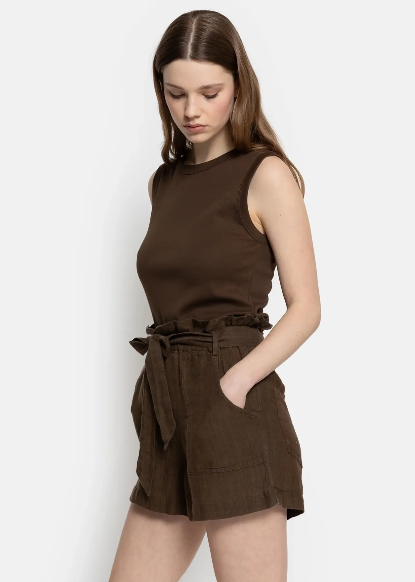 âme Lilla linnen shorts - brown