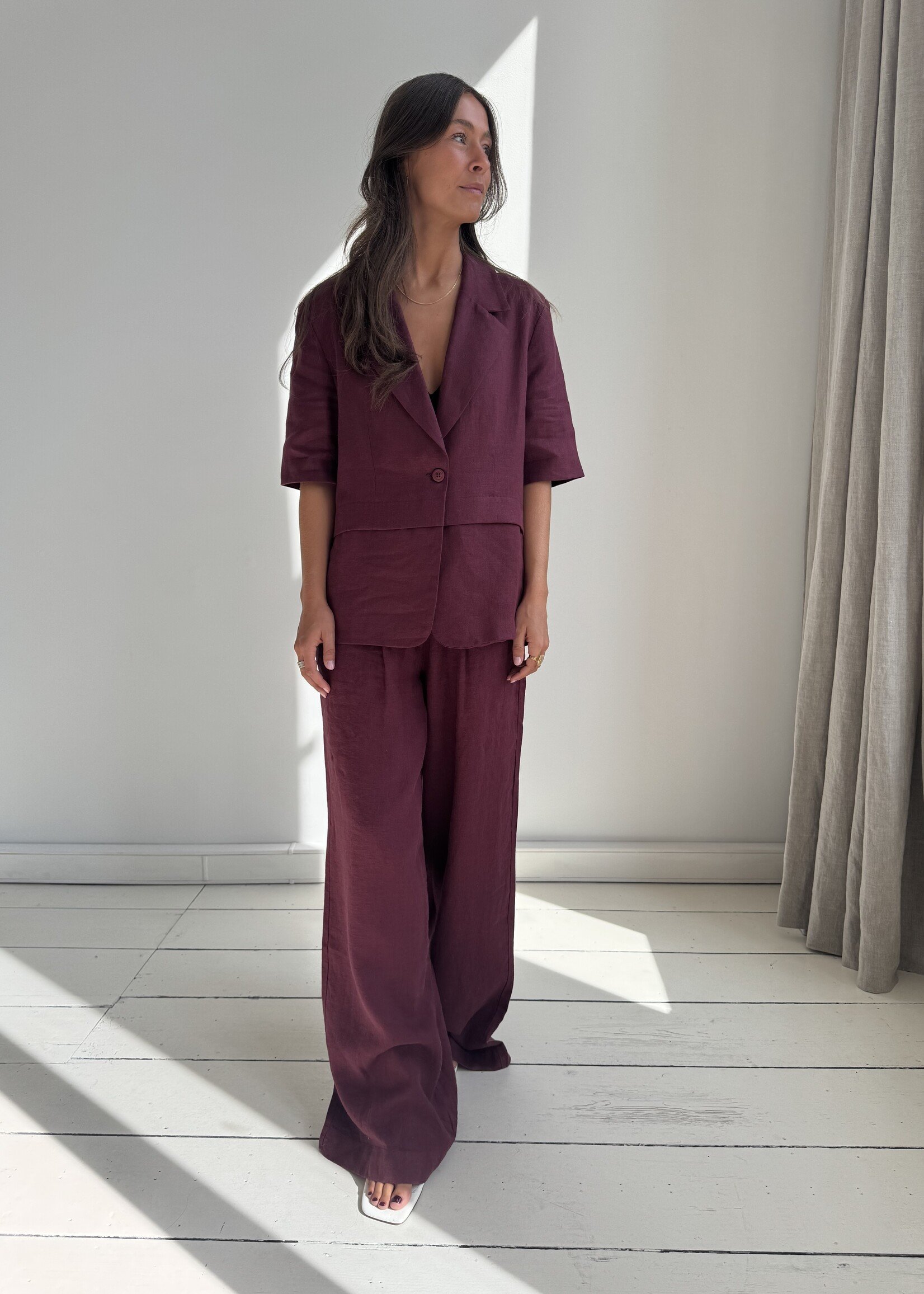 Logan - Burgundy pants - Linnen