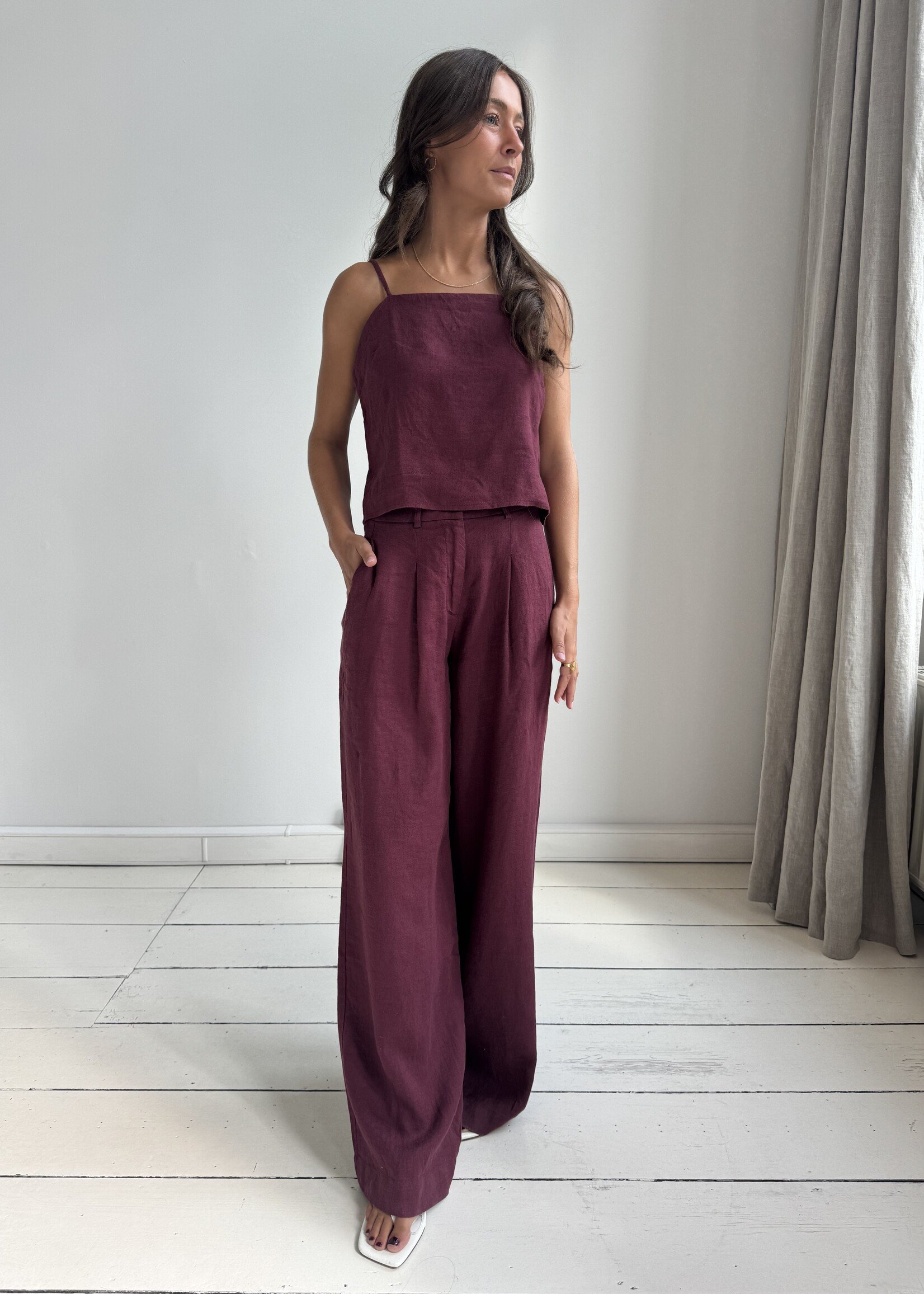 Logan - Burgundy pants - Linnen