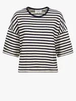 âme Klaxon - Striped Knit T-shirt - Blue&Ecru