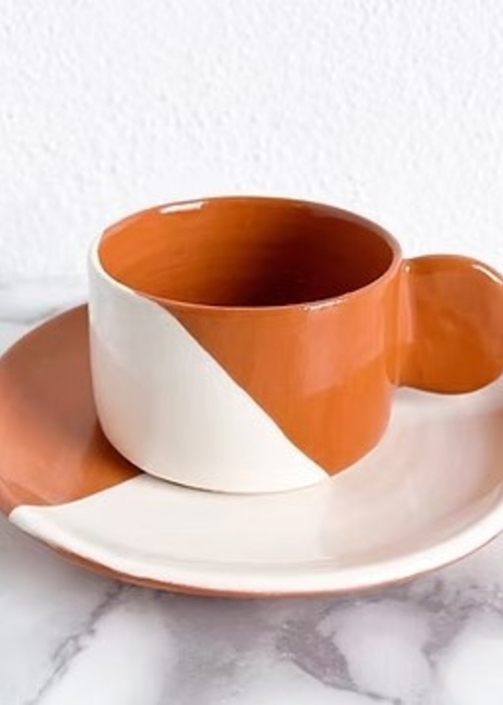 Casa Cubista dipped tea cup - beige