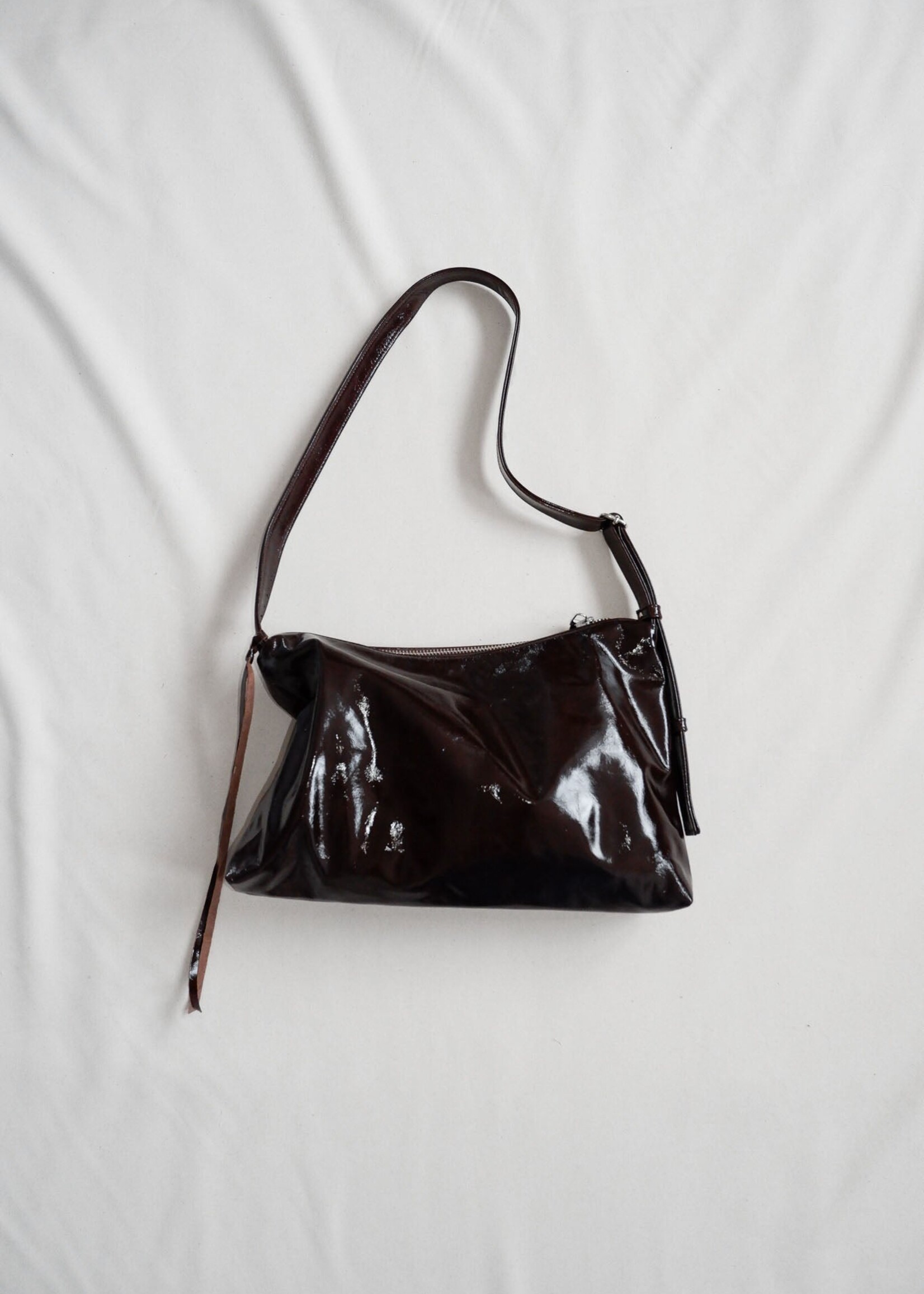 nona Zip Pocket Bag - Crushed Patent Black
