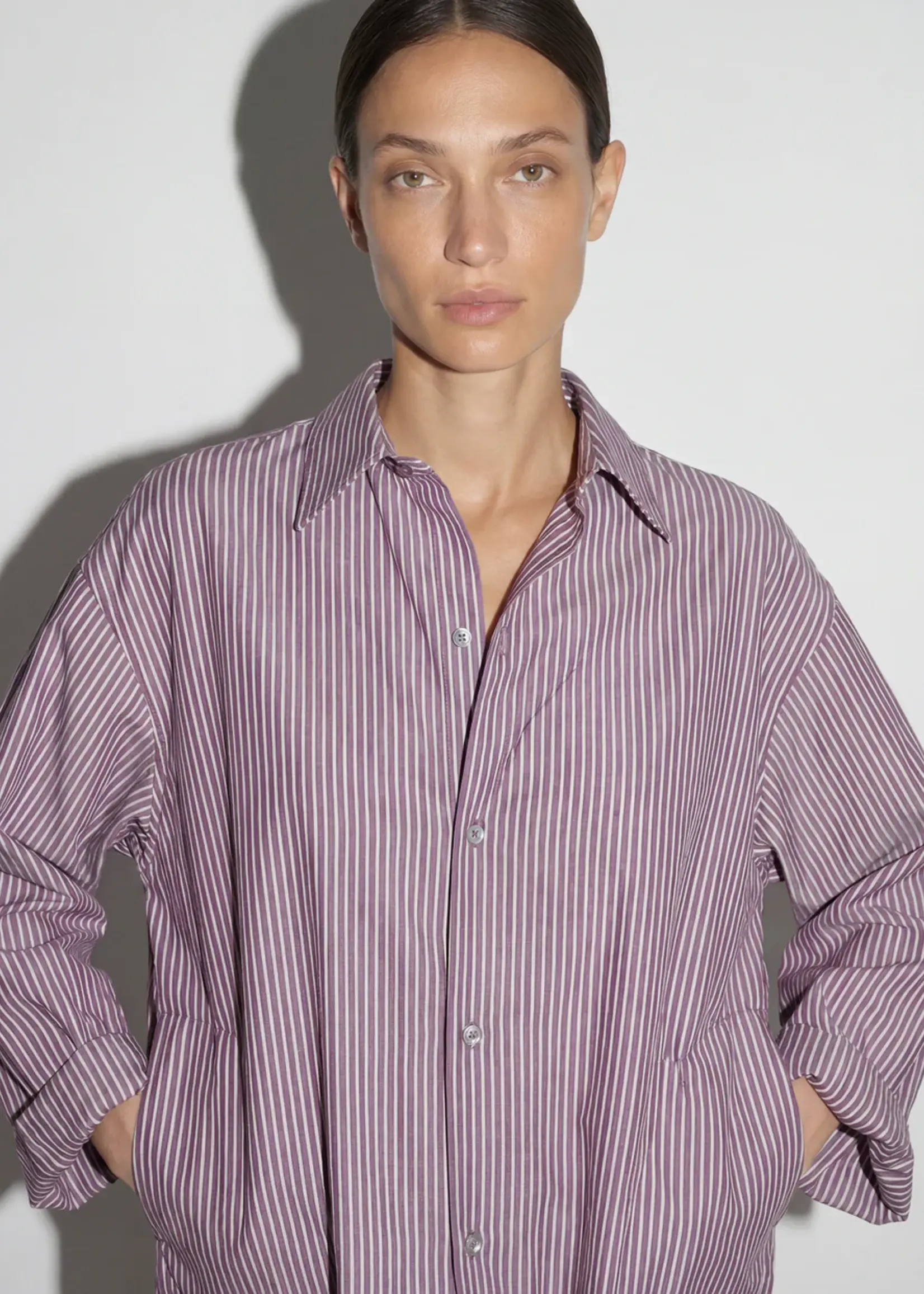 Mel Chris shirt - lines - Plum