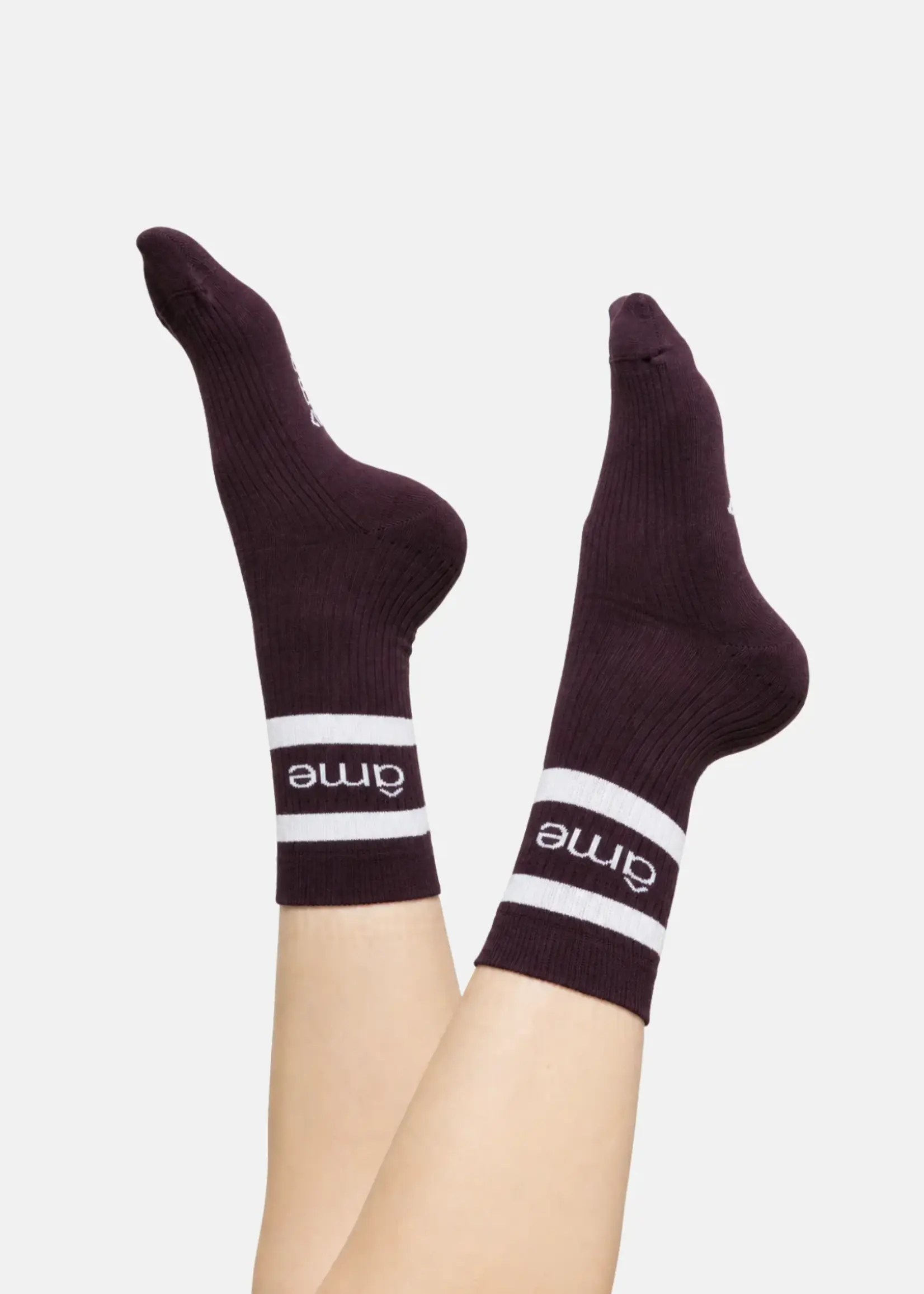 âme Kanye Socks - Ivory/Plum Lines