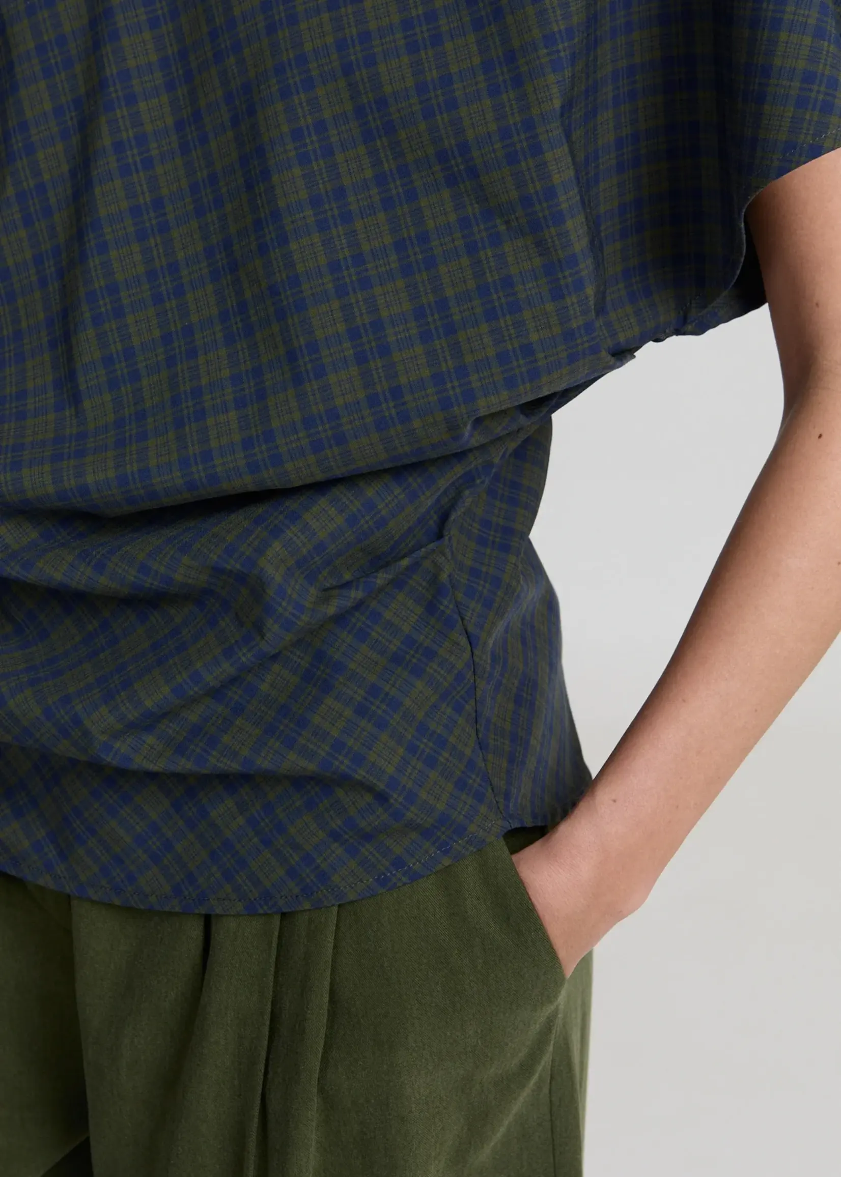 Robin top - Blue/Khaki checked