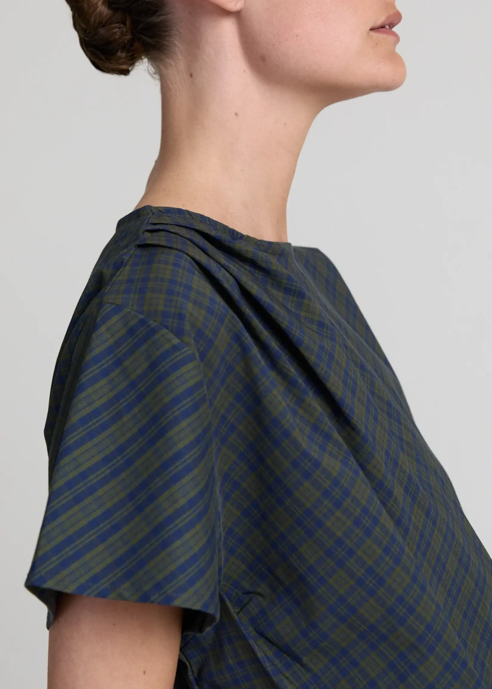 Robin top - Blue/Khaki checked