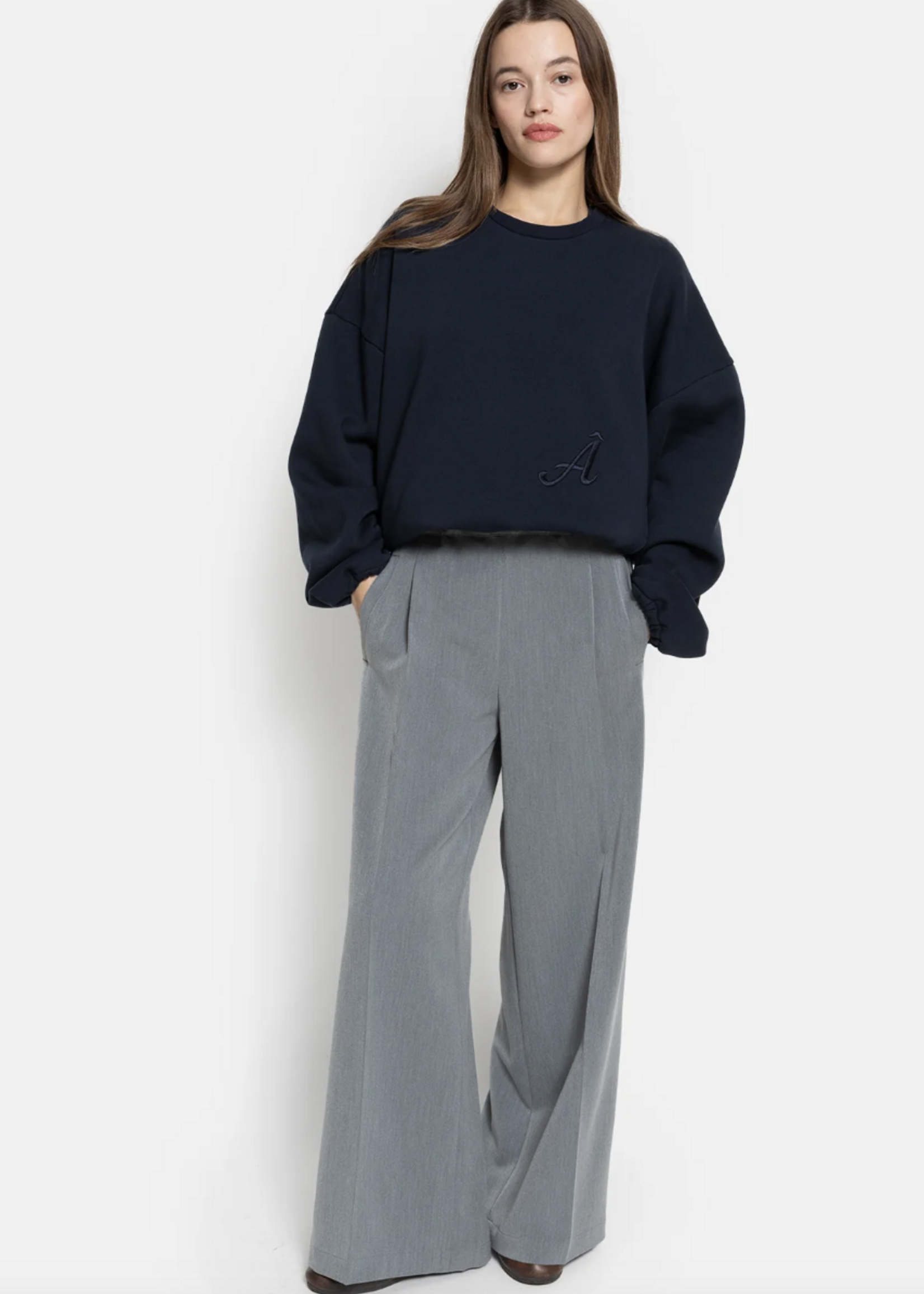 âme Nice wide pants - Mid Grey