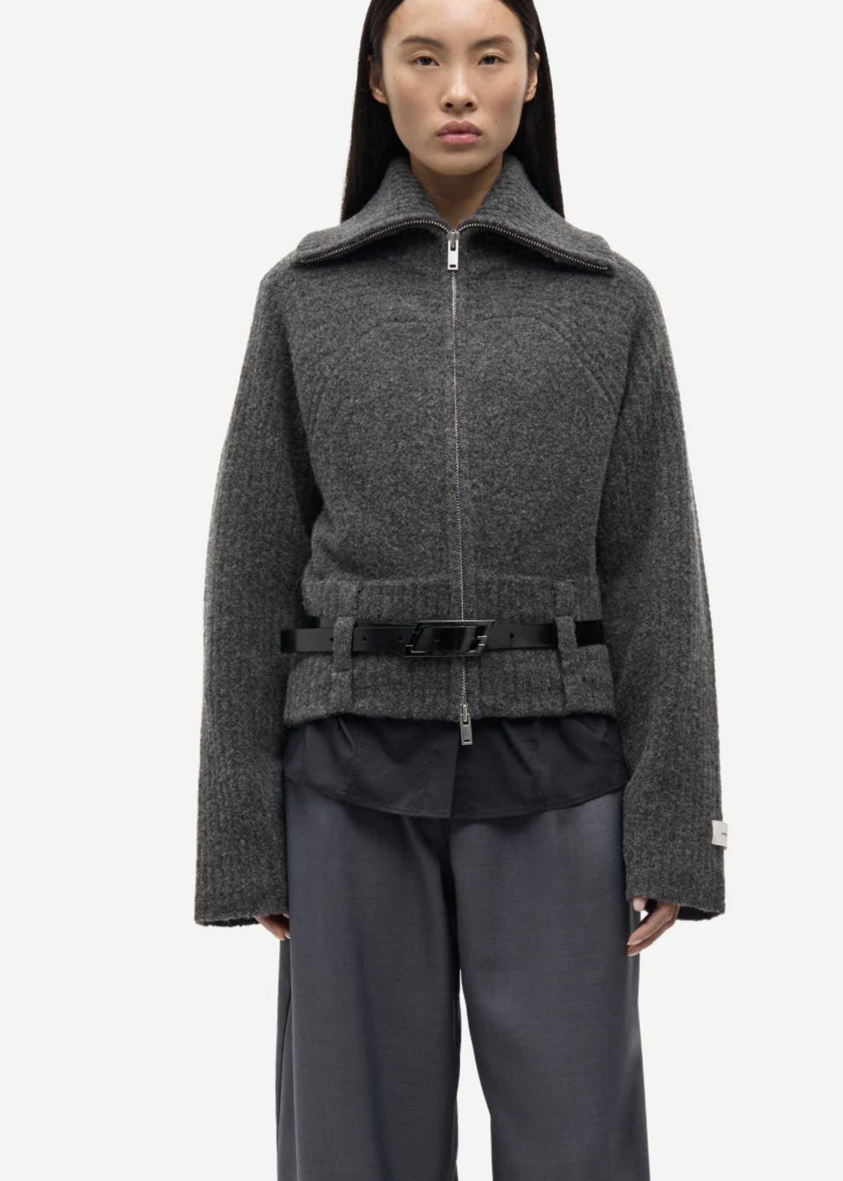 Samsøe Samsøe Samirra Zip Cardigan - Dark Grey Mel.
