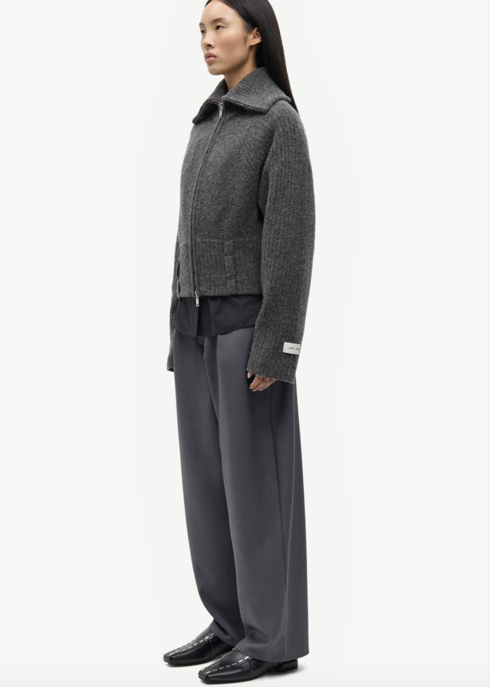 Samsøe Samsøe Samirra Zip Cardigan - Dark Grey Mel.