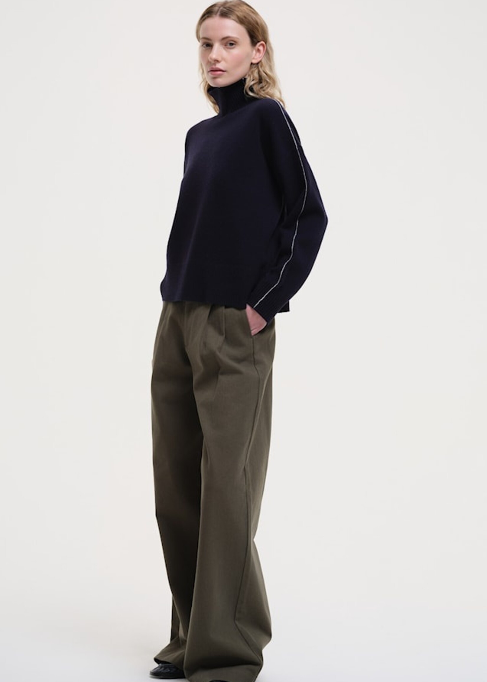 our sister Wkooning Turtle neck stripe - Navy