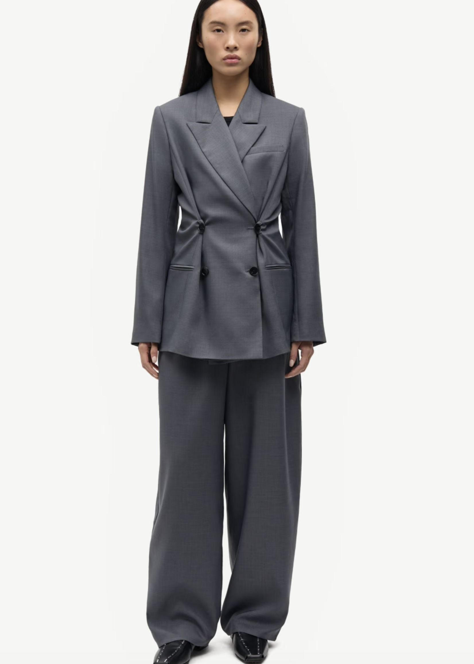 Samsøe Samsøe Saharper Pleat Trousers - Dark Grey mel.