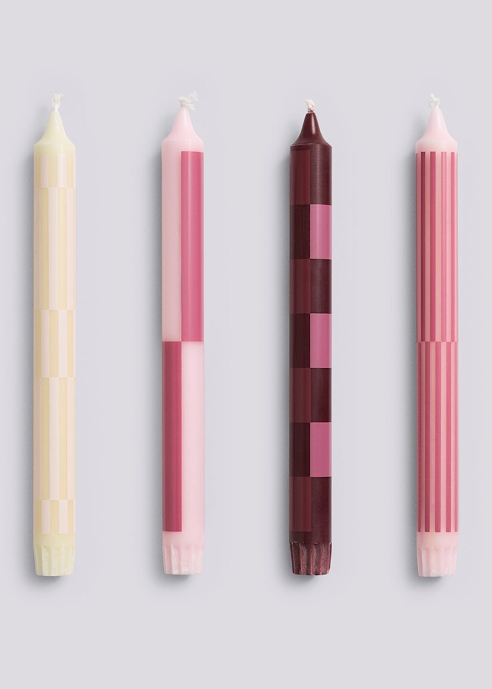 Hay Pattern Candle-Pink and bordeaux, Set of 4
