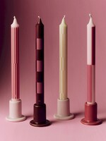 Hay Pattern Candle-Pink and bordeaux, Set of 4