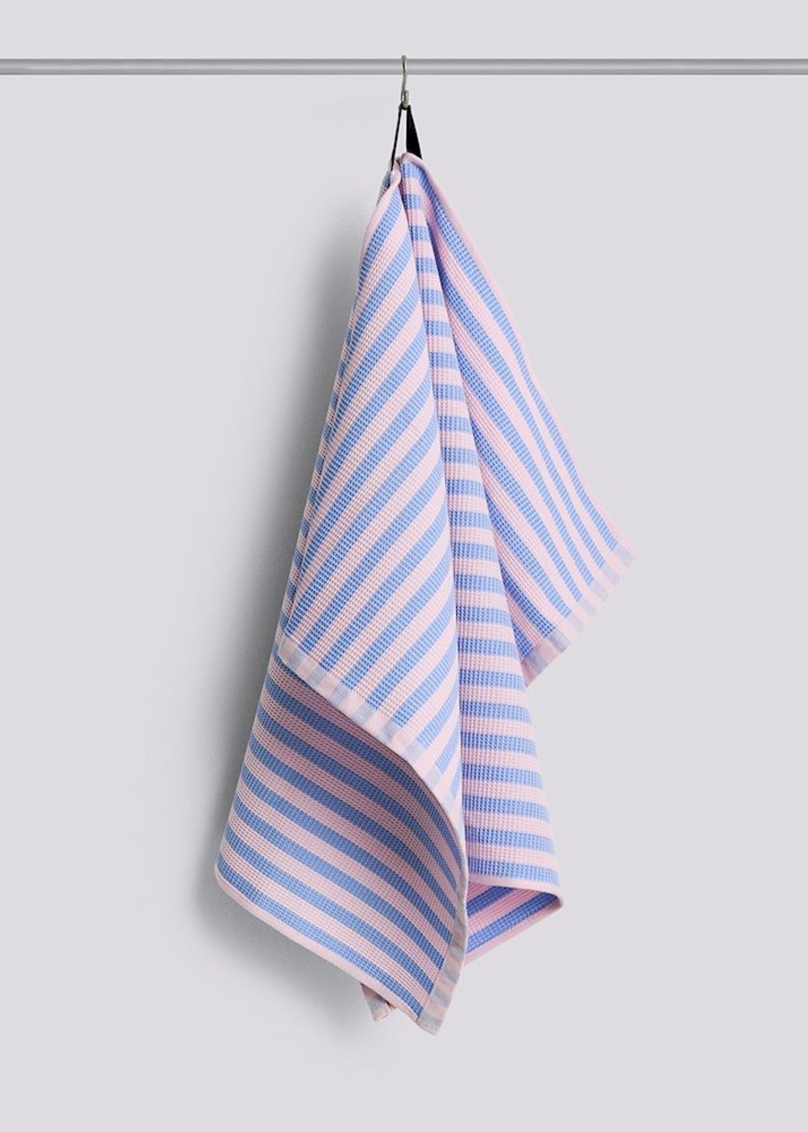 Hay Canteen Tea Towel (Organic) - Sky blue and light pink block stripe