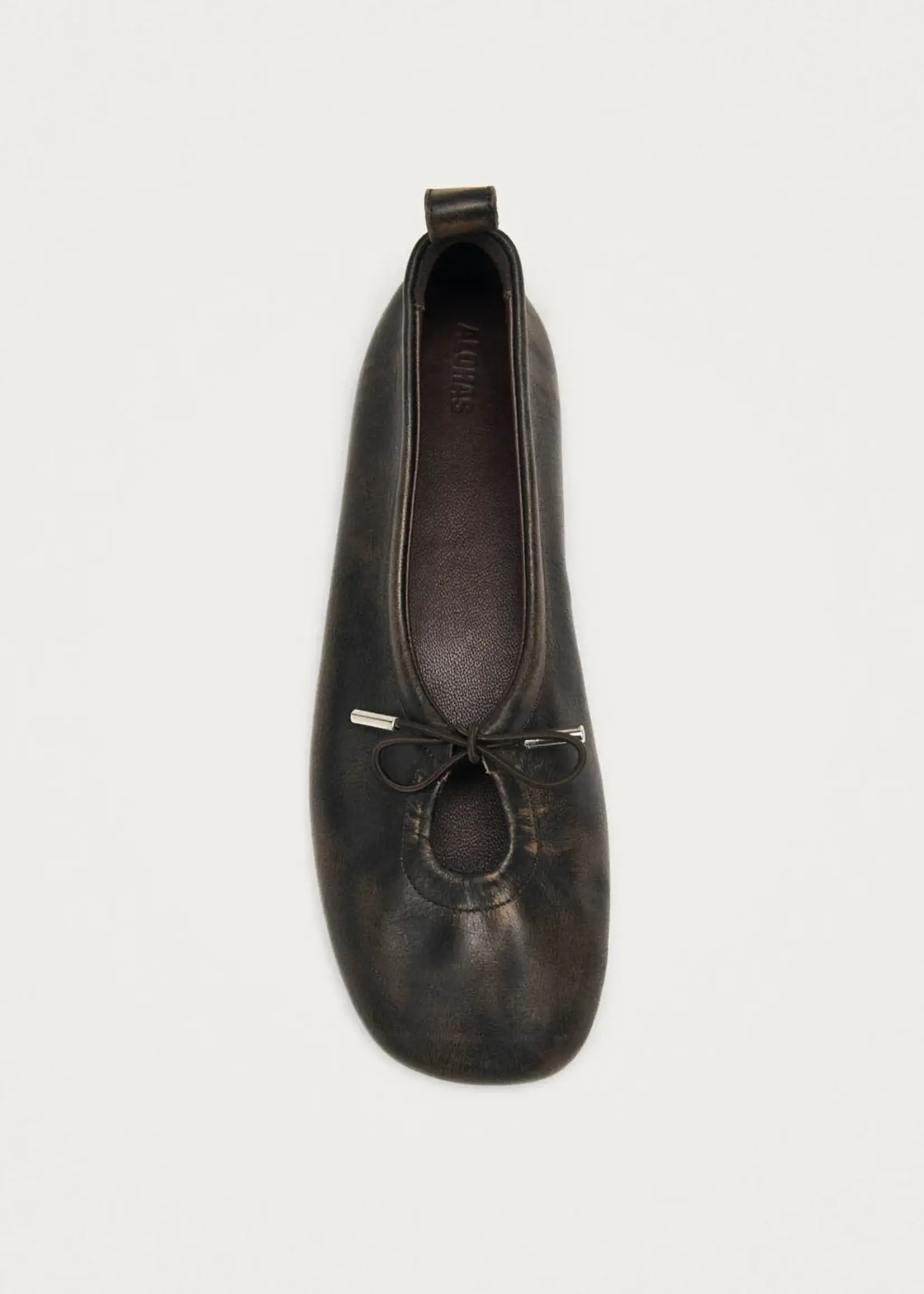 alohas Rosalind  brushed brown leather ballet flats